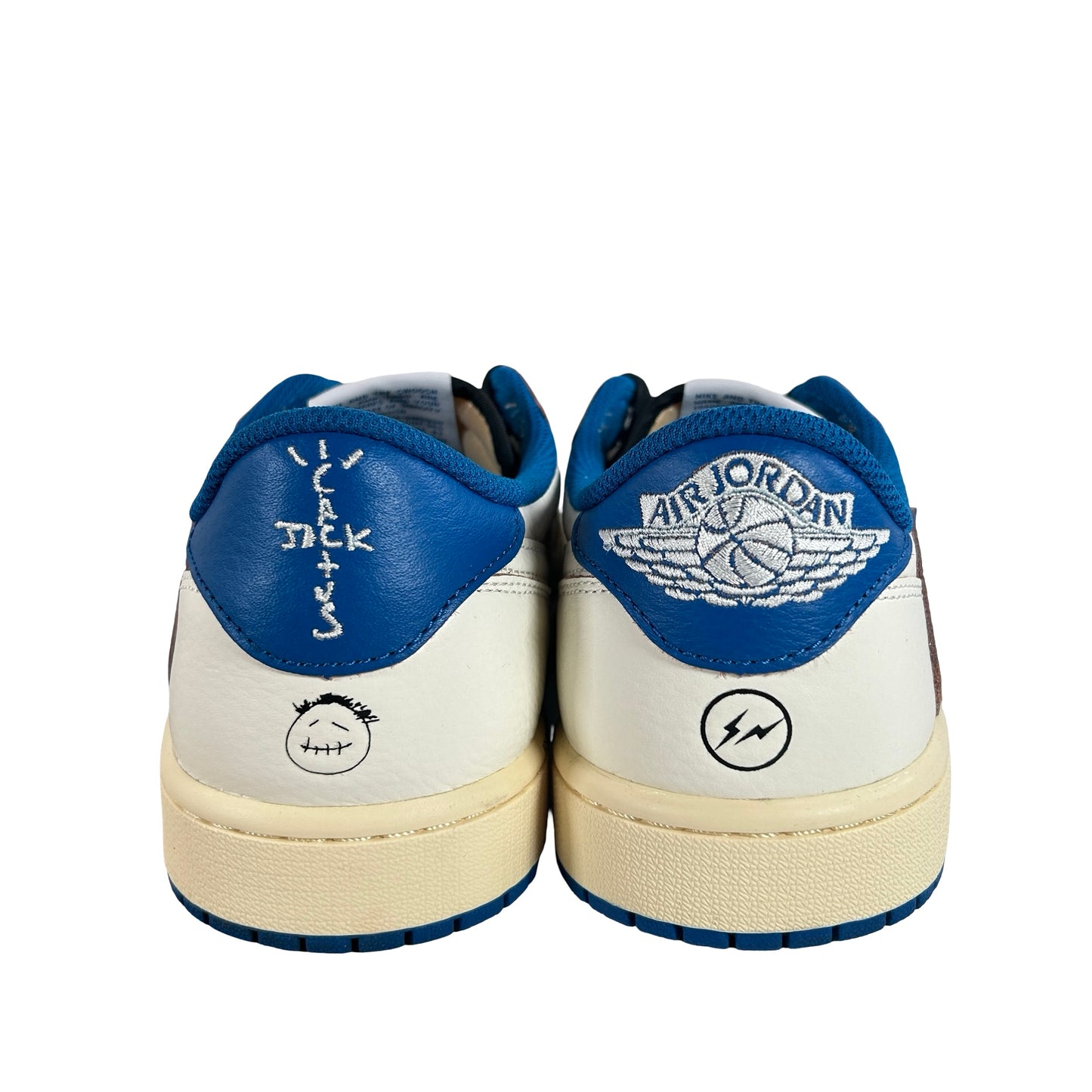 DM7866 104 Jordan 1 Retro Low OG SP Fragment x Travis Scott Sail Military Blue [USED] - 9.5 M (Used)