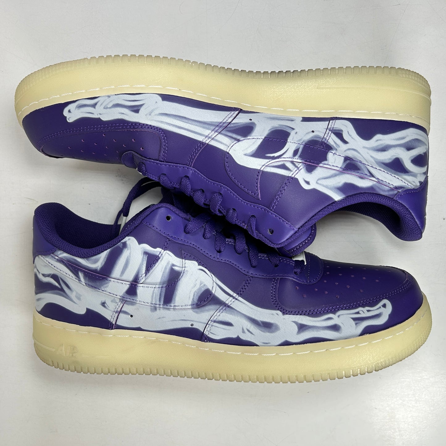 CU8067 500 Nike Air Force 1 Low '07 QS Purple Skeleton Halloween [USED] - 14 M (VNDS) (No Box)