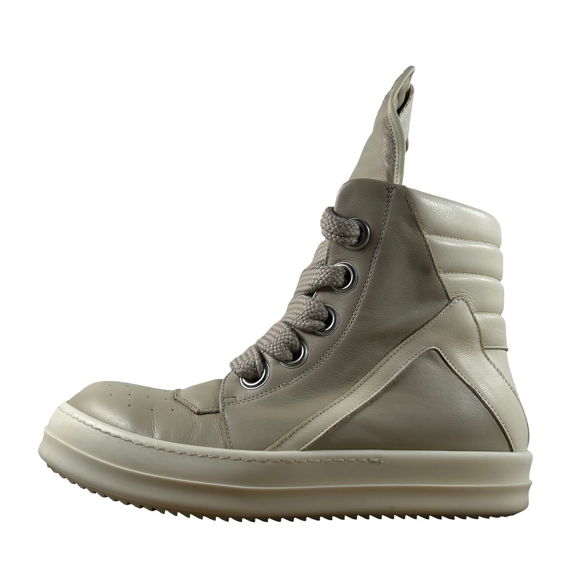 Rick Owens Temple Jumbolace Geobasket Sneakers Pearl Milk [USED] - EU 42 (Used)