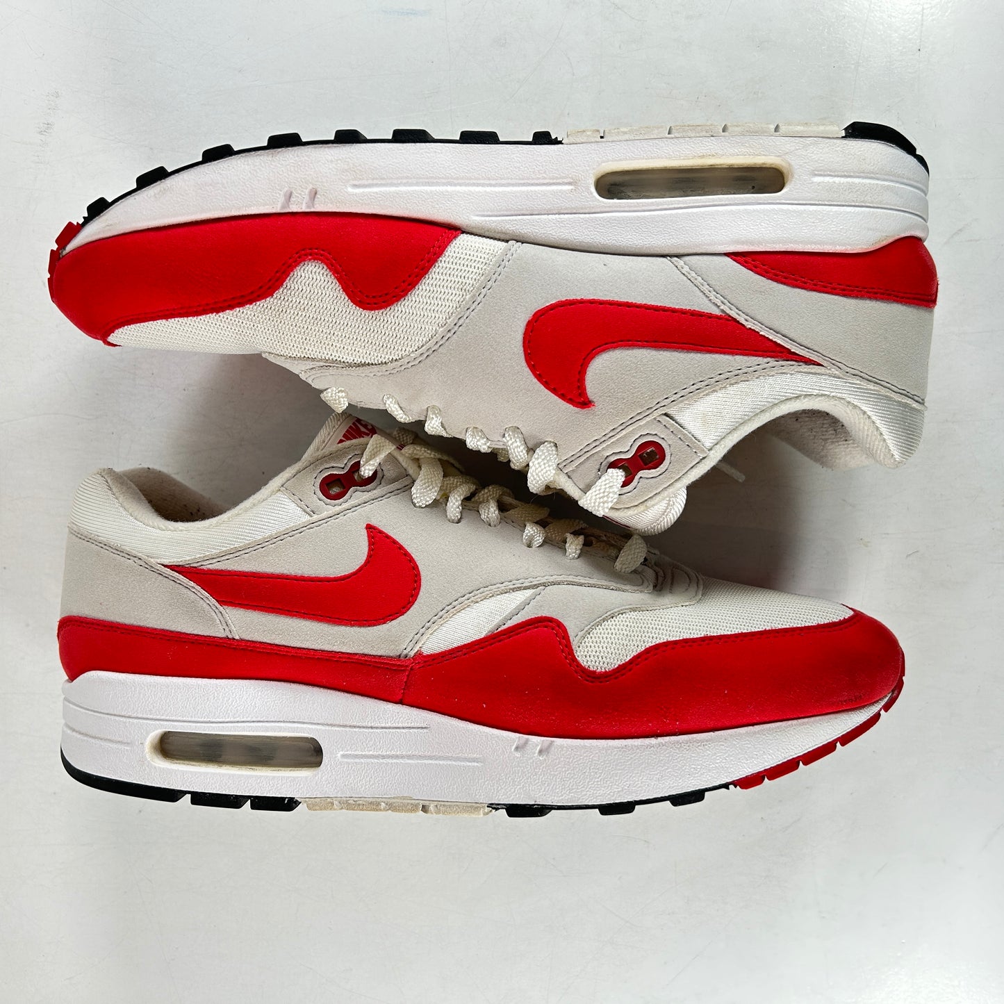 908375 103 Nike Air Max 1 Anniversary Red (2017/2018 Restock Pair) [USED] - 10 M (Used) (No Box)