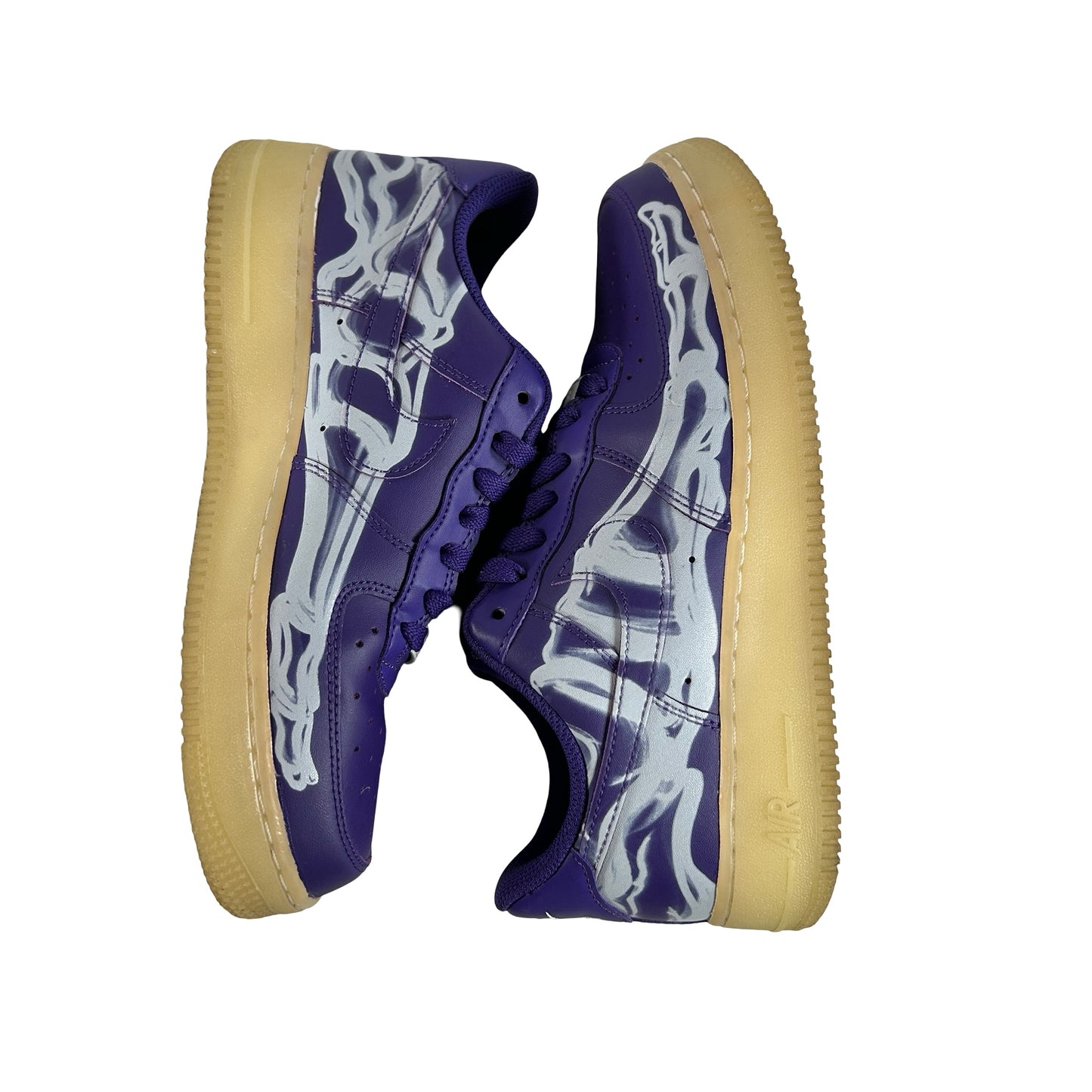 CU8067 500 Nike Air Force 1 Low '07 QS Purple Skeleton Halloween [USED] - 7 M (Used)