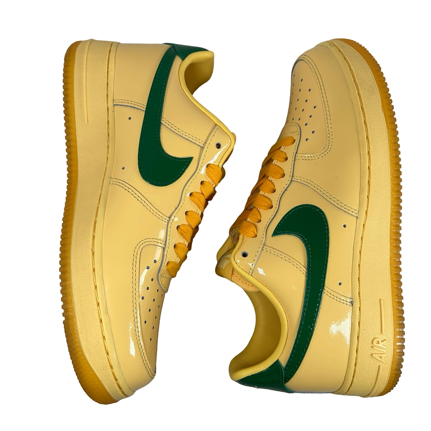 IO4489 700 Nike Air Force 1 Low Patent Leather Topaz Gold Pine Green [USED] - 8 M (Used)