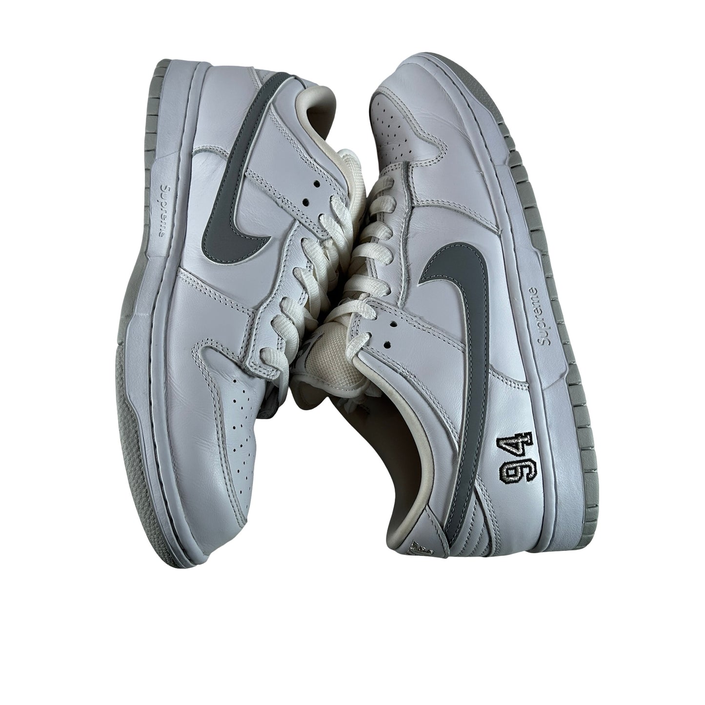 HQ8487 100 Nike SB Dunk Low Supreme 94 White Metallic Silver [USED] - 10.5 M (Used)