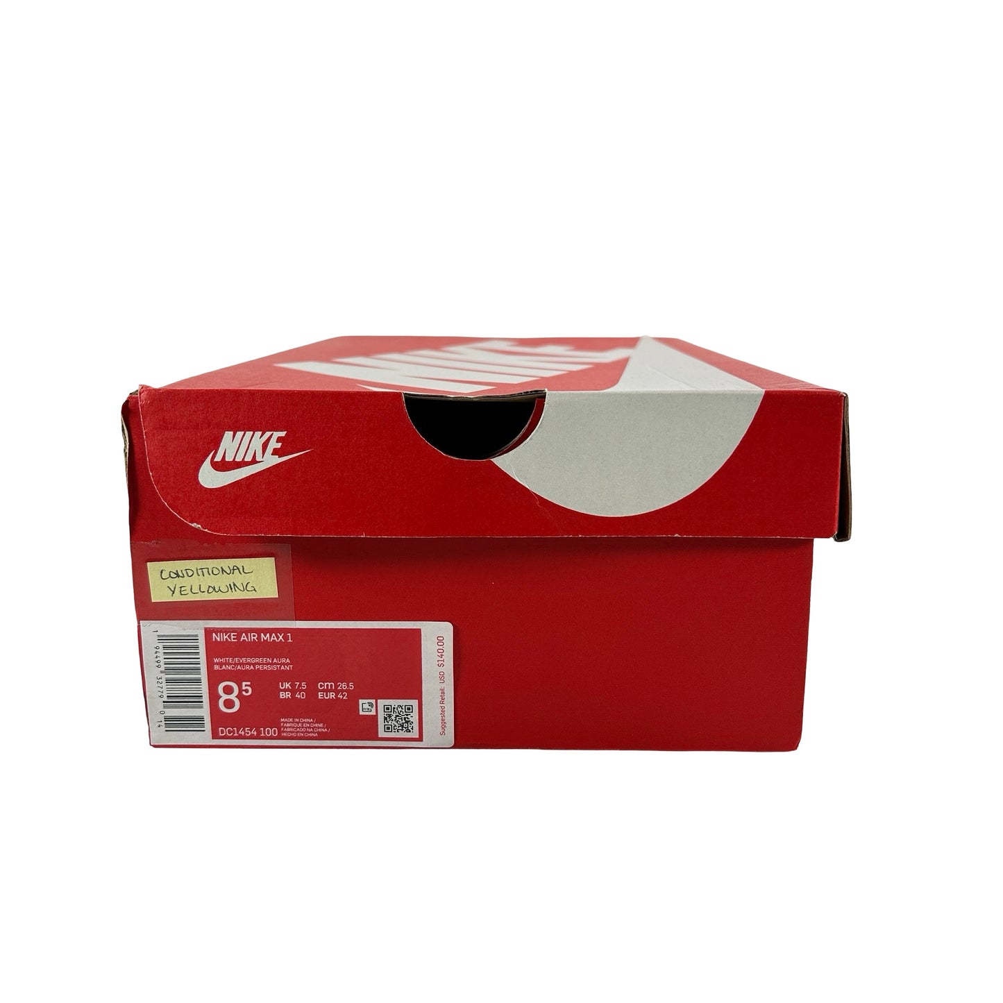 DC1454 100 Nike Air Max 1 Anniversary Green [CONDITIONAL] - 8.5 M (Yellowing)