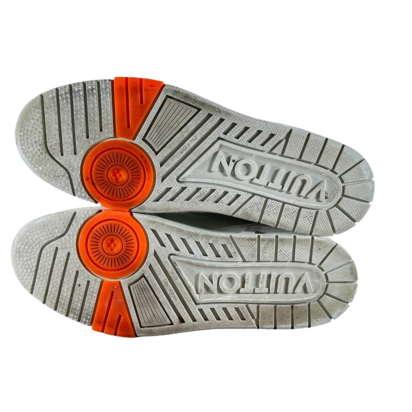 1A5A0S Louis Vuitton Trainer Low Top Grey Orange [USED] - 8 LV (9.5 US) (Used)