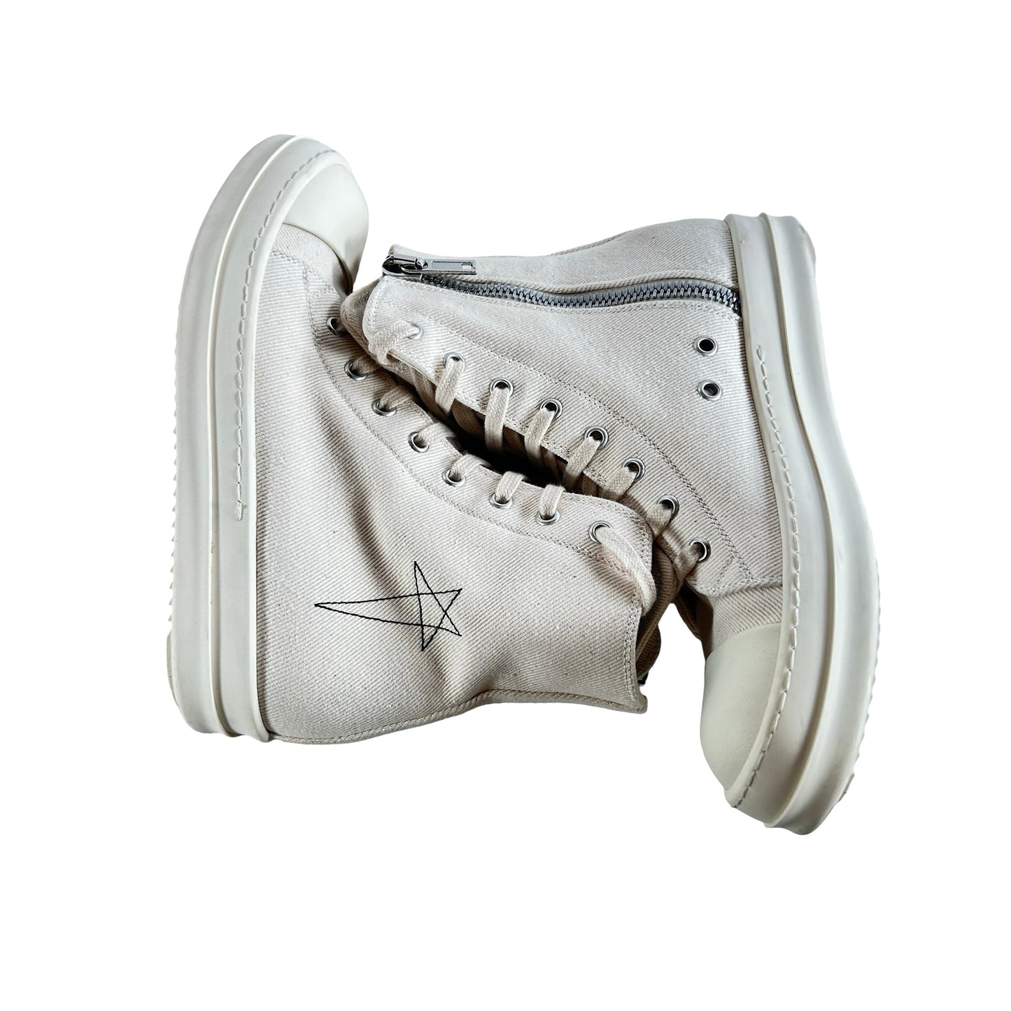 DS01B7800 DMNET1 210911 Rick Owens Drkshdw Fogachine Hi Pentagram Embroidery Natural Black [USED] - EU 37.5 (Used)
