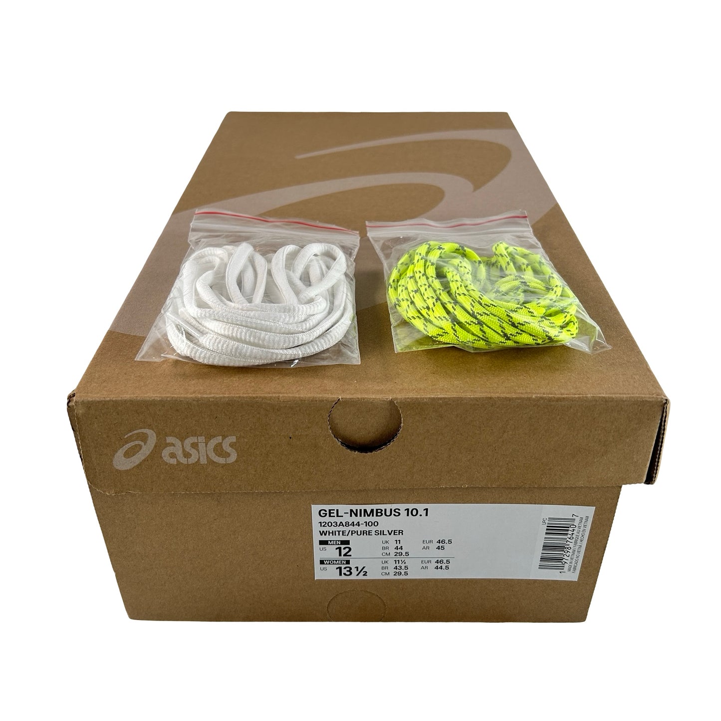 1203A844 100 ASICS Gel-Nimbus 10.1 Kith White Pure Silver [USED] - 12 M (Used)
