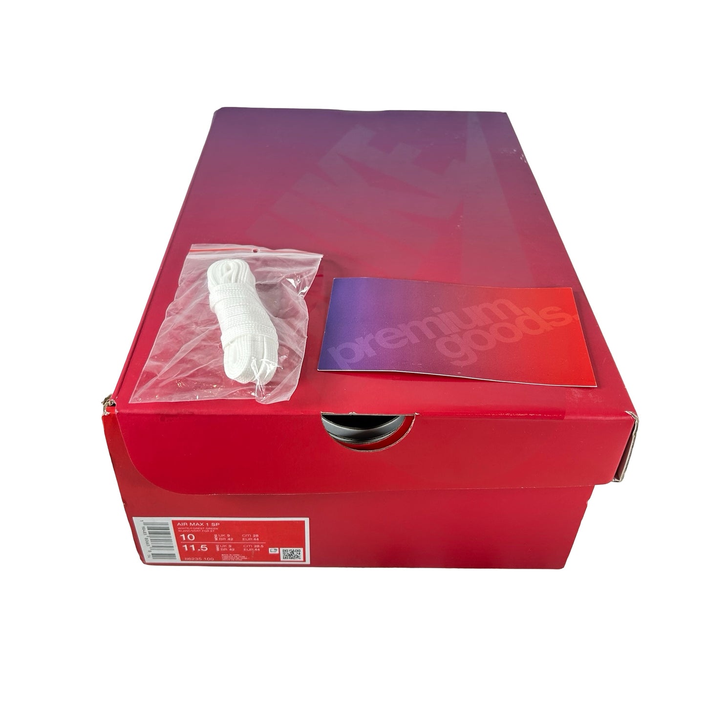II6235 100 Nike Air Max 1 Premium Goods White Forest Green [USED] - 10 M (Used)