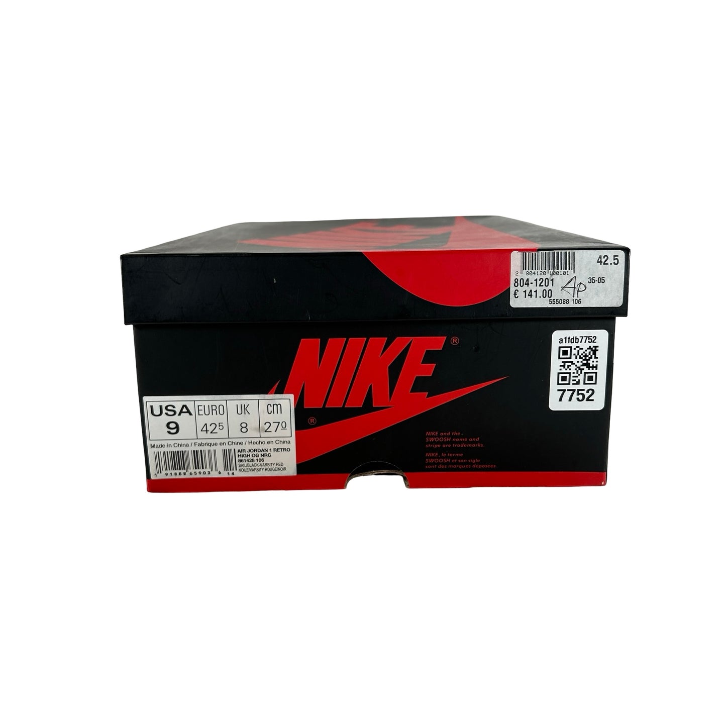861428 106 Jordan 1 Retro High Not for Resale Varsity Red [USED] - 9 M (Used)