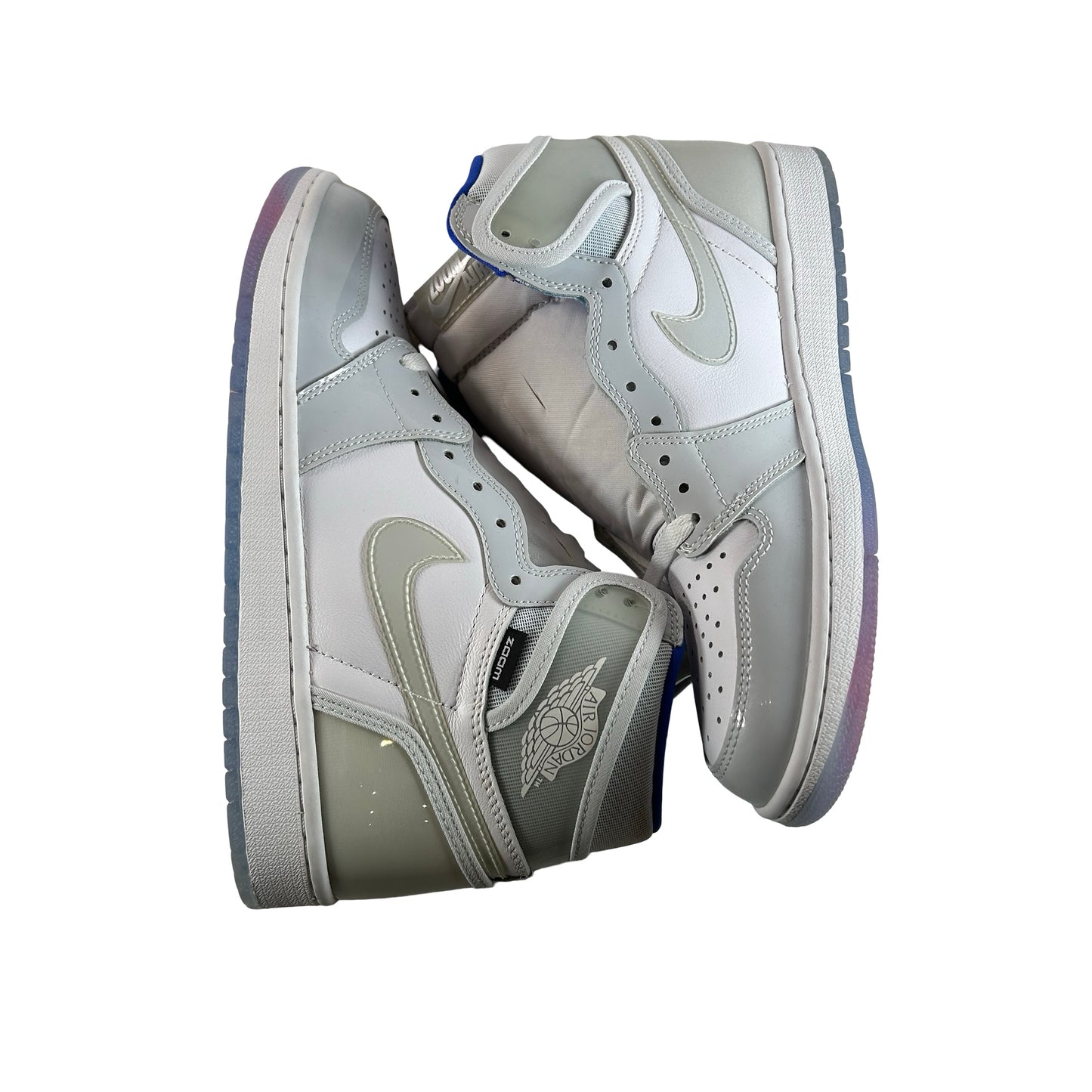 CK6637 104 Jordan 1 Retro High Zoom White Racer Blue - 9 M (Yellowing) (No Box)