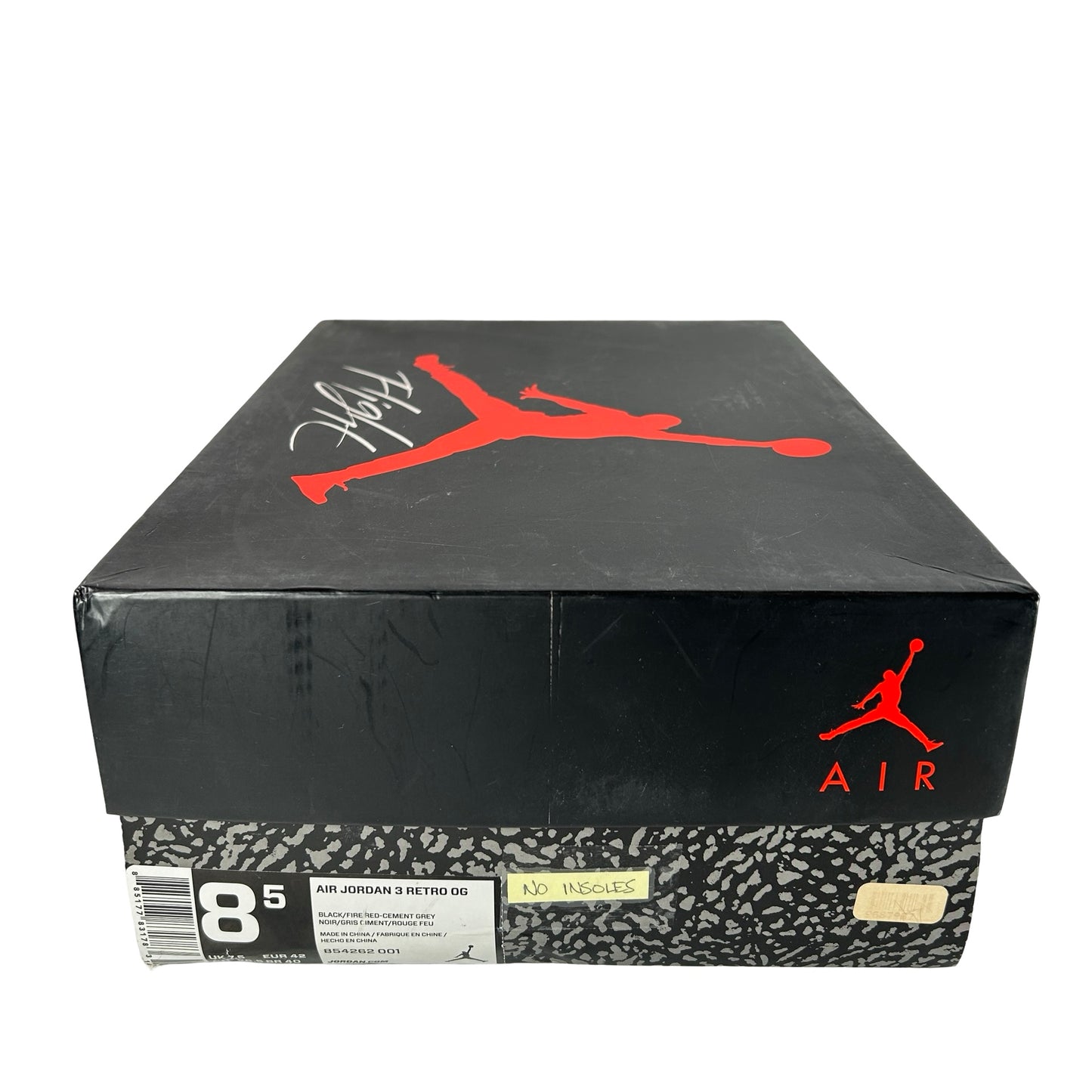 854262 001 Jordan 3 Black Cement 2018 [USED] - 8.5 M (Used) (No Insoles)