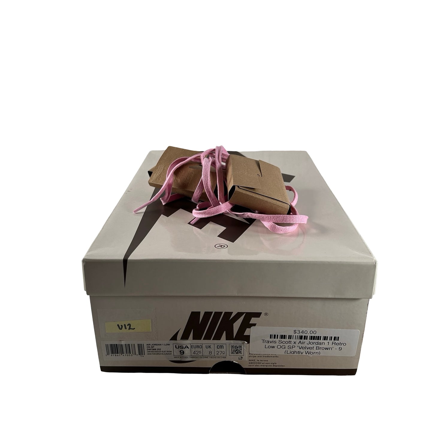 DM7866 202 Jordan 1 Retro Low OG SP Travis Scott Velvet Brown [USED] - 9 M (Used12)