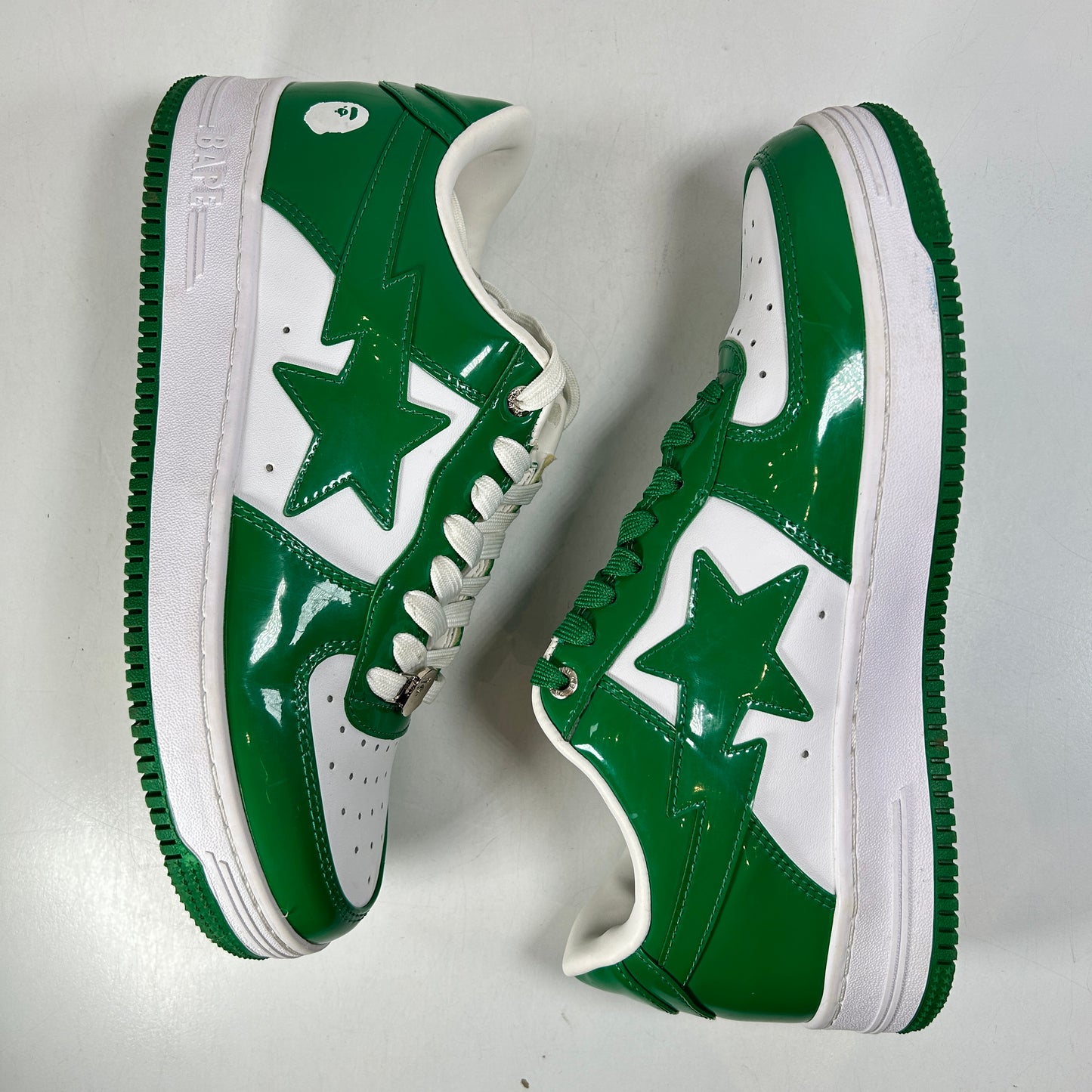 A Bathing Ape Bape Sta Patent Leather Green White [USED] - 9.5 M (Used) (Replace Box)