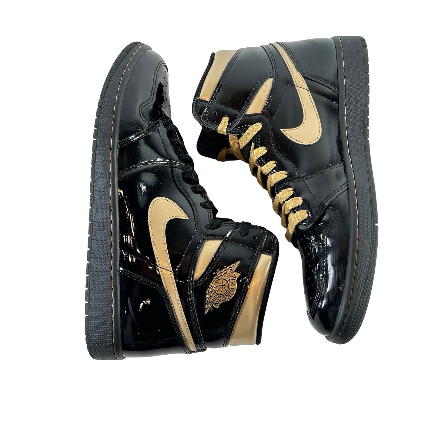 555088 032 Jordan 1 Black/Gold [USED] - 12 M (Used) (Replace Box)