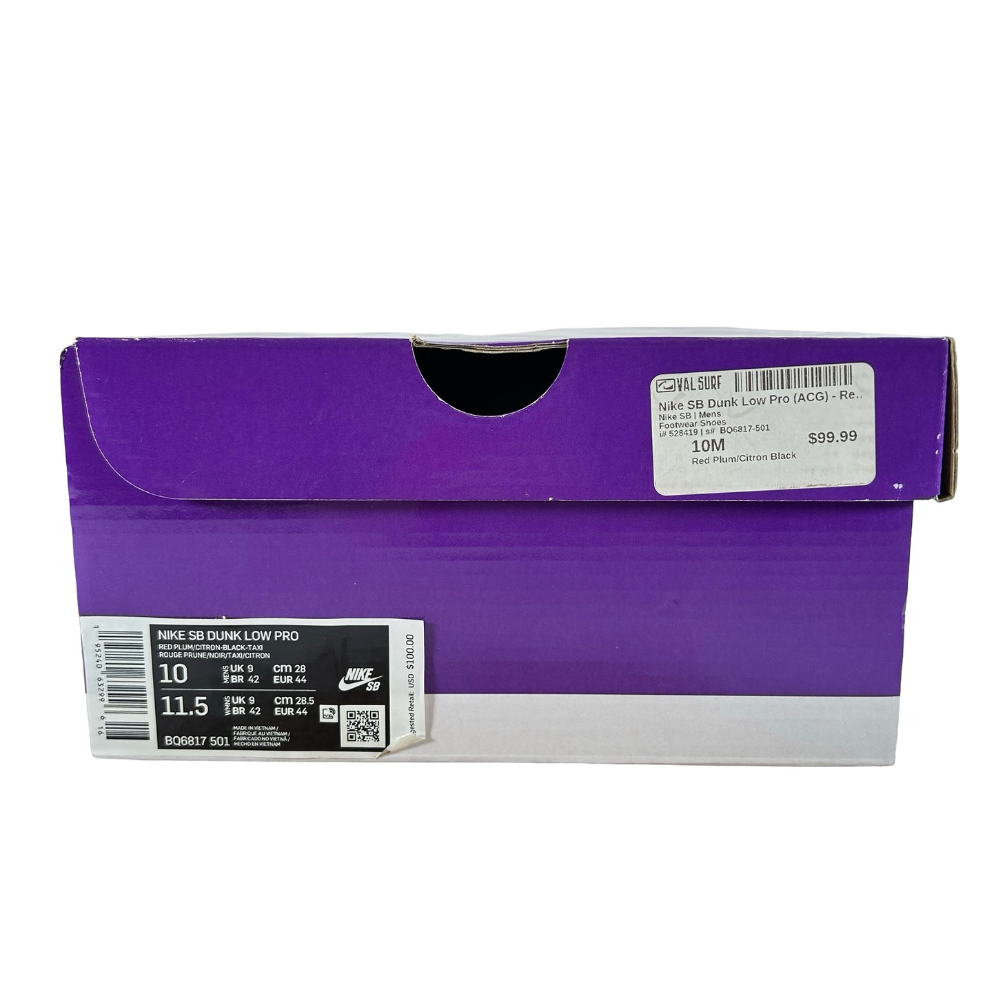 BQ6817 501 Nike SB Dunk Low Pro ACG Terra Red Plum [USED] - 10 M (Used)