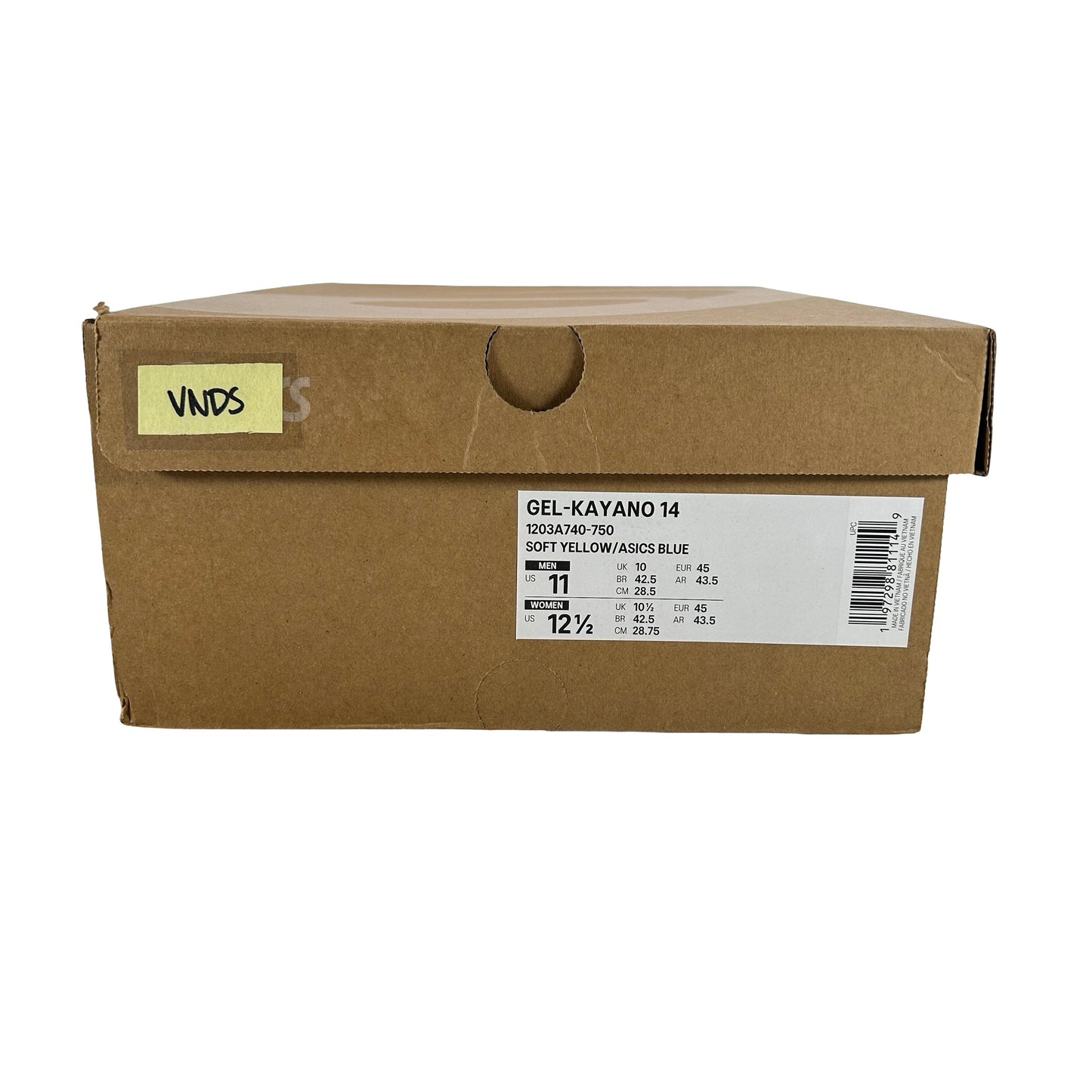 1203A740 750 ASICS Gel-Kayano 14 Soft Yellow Asics Blue [USED] - 11 M (VNDS)