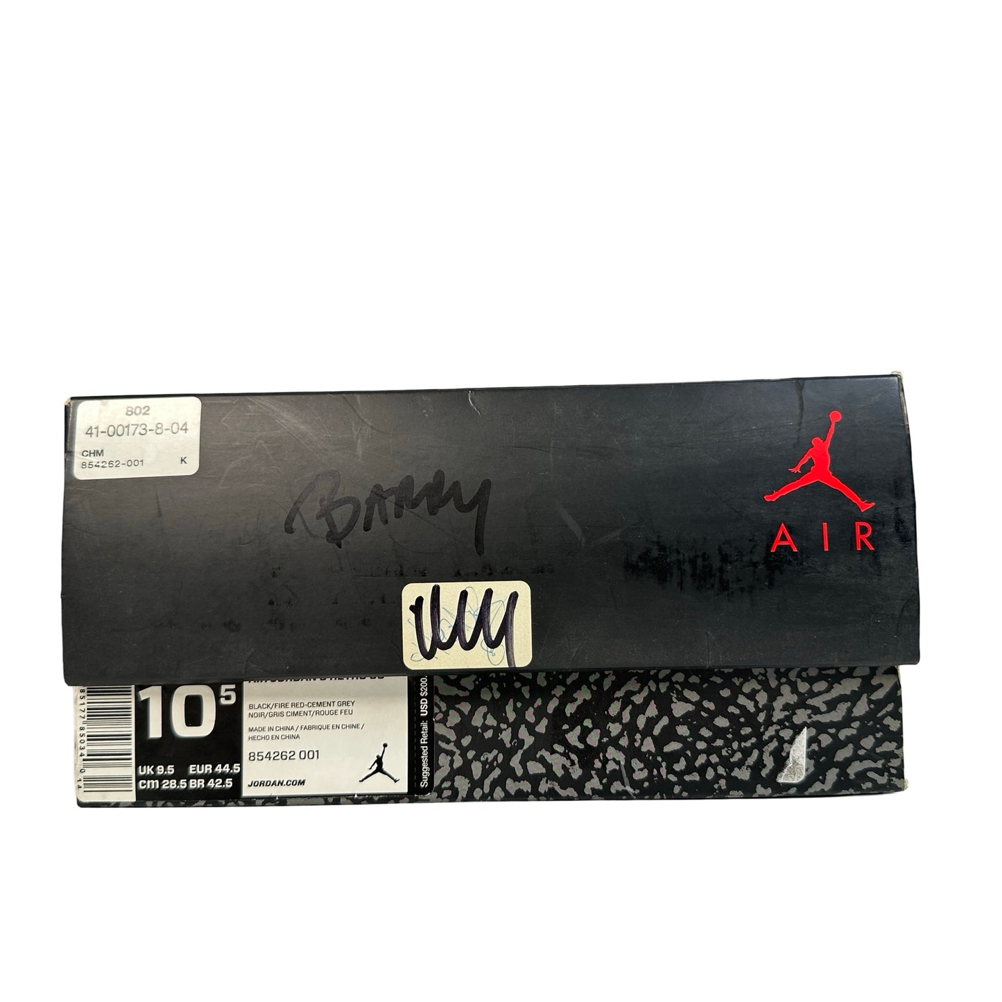 854262 001 Jordan 3 Black Cement 2018 [CONDITIONAL] - 10.5 M (Yellowing Heel Tab)
