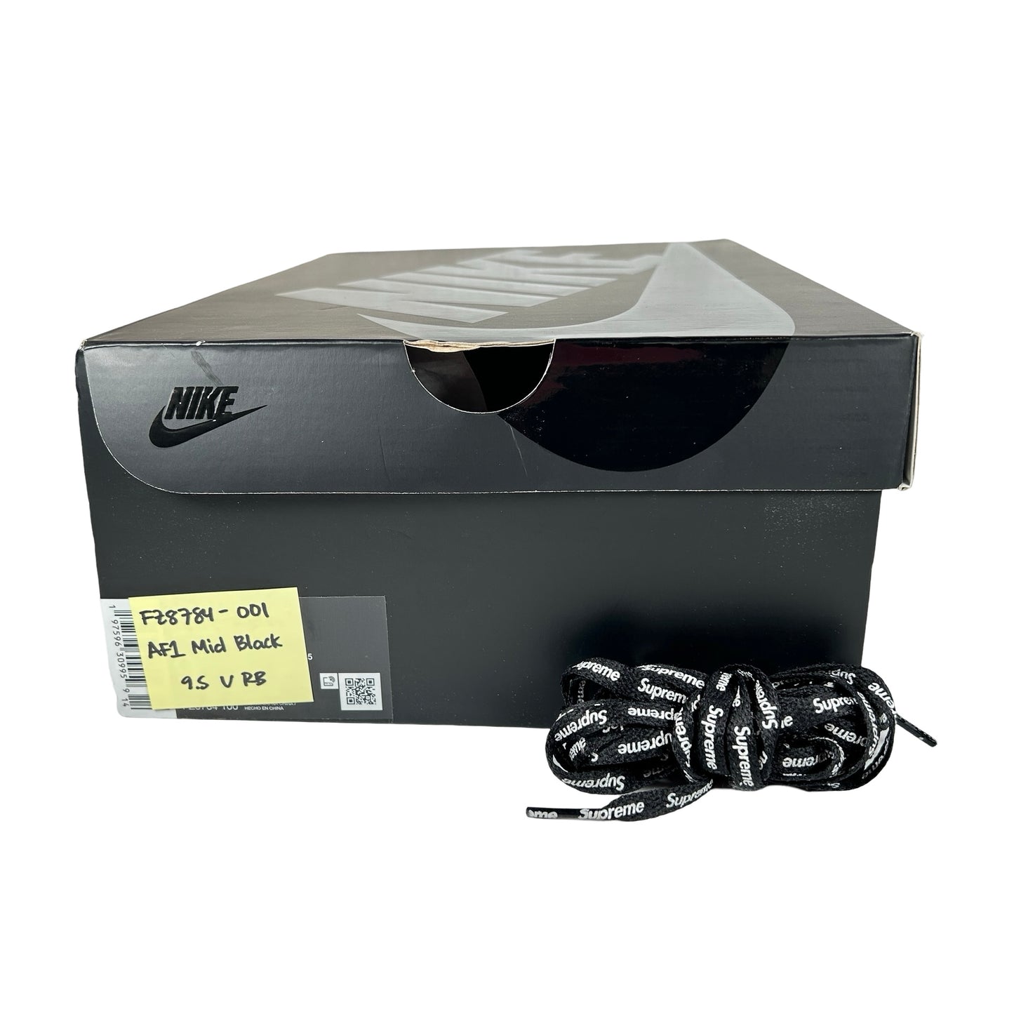 FZ8784 001 Nike Air Force 1 Mid Supreme Black [USED] - 9.5 M (Used) (Replace Box)