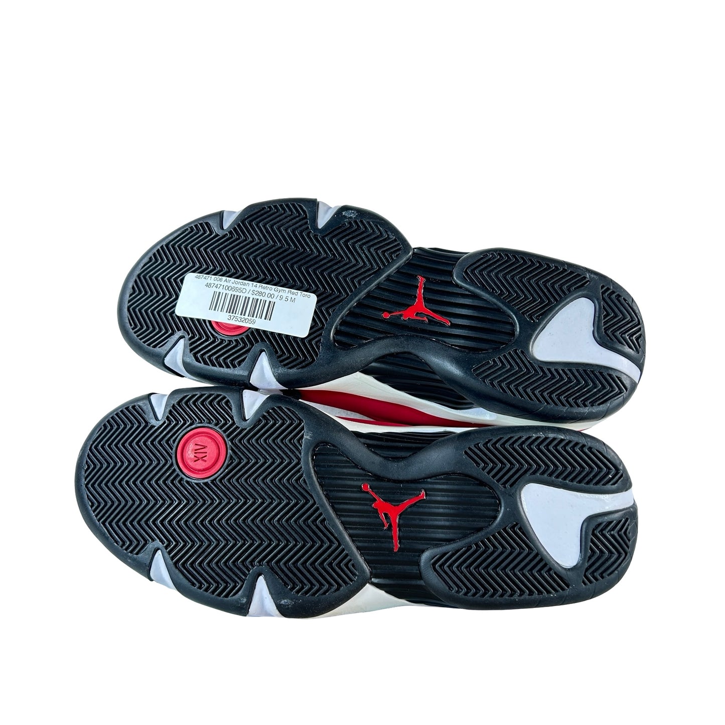 487471 006 Jordan 14 Retro Gym Red Toro - 9.5 M (Yellowing Midsole)