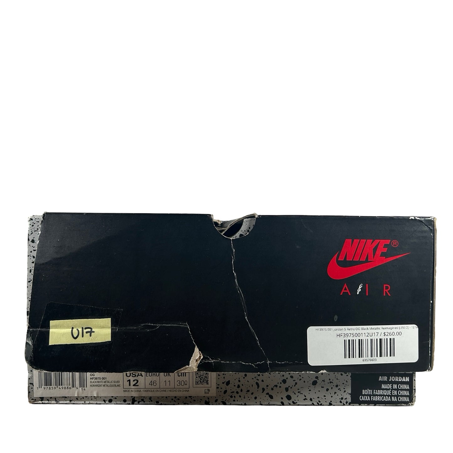 HF3975 001 Jordan 5 Retro OG Black Metallic Reimagined [USED] - 12 M (Used17) (No Lace Locks) (No Extra Laces)