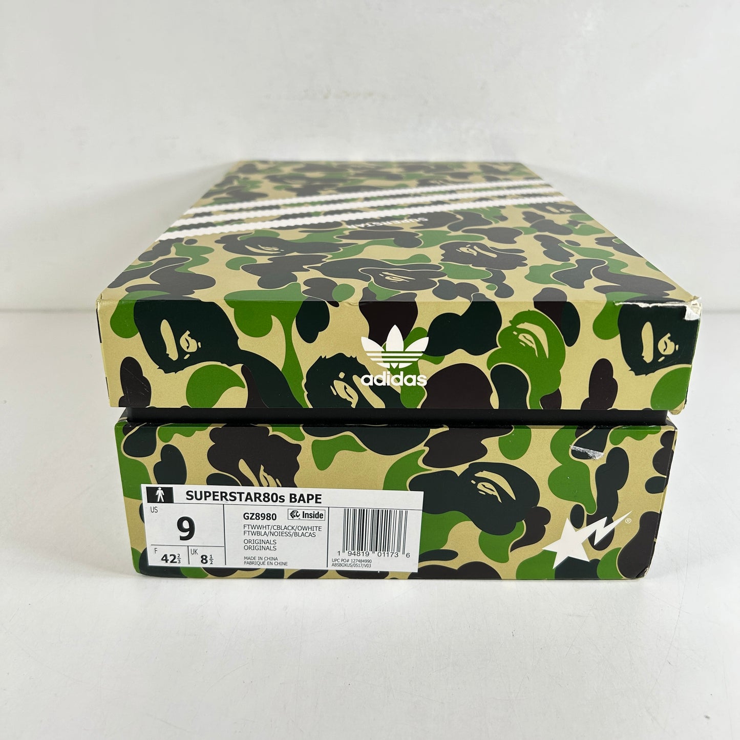 GZ8980 adidas Superstar 80s Bape White Black [USED] - 9 M (Used)