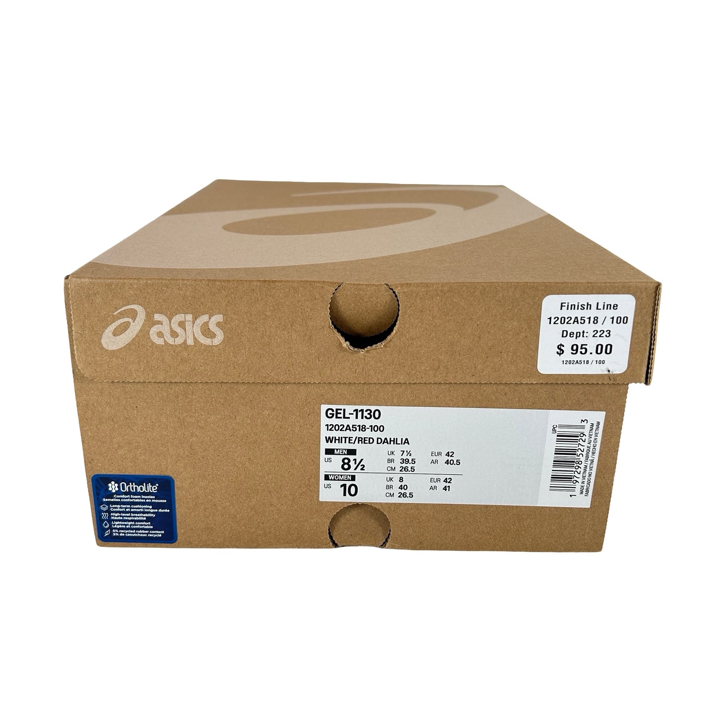 1202A518 100 ASICS Gel-1130 White Red Dahlia (W) [USED] - 10 W (Used)