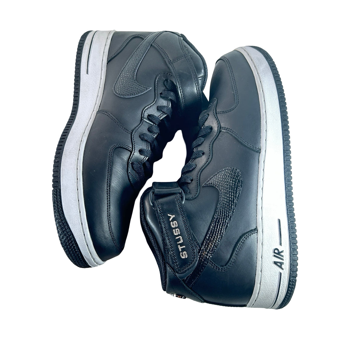DJ7840 001 Nike Air Force 1 Mid Stussy Black White [USED] - 11.5 M (Used) (No Box)