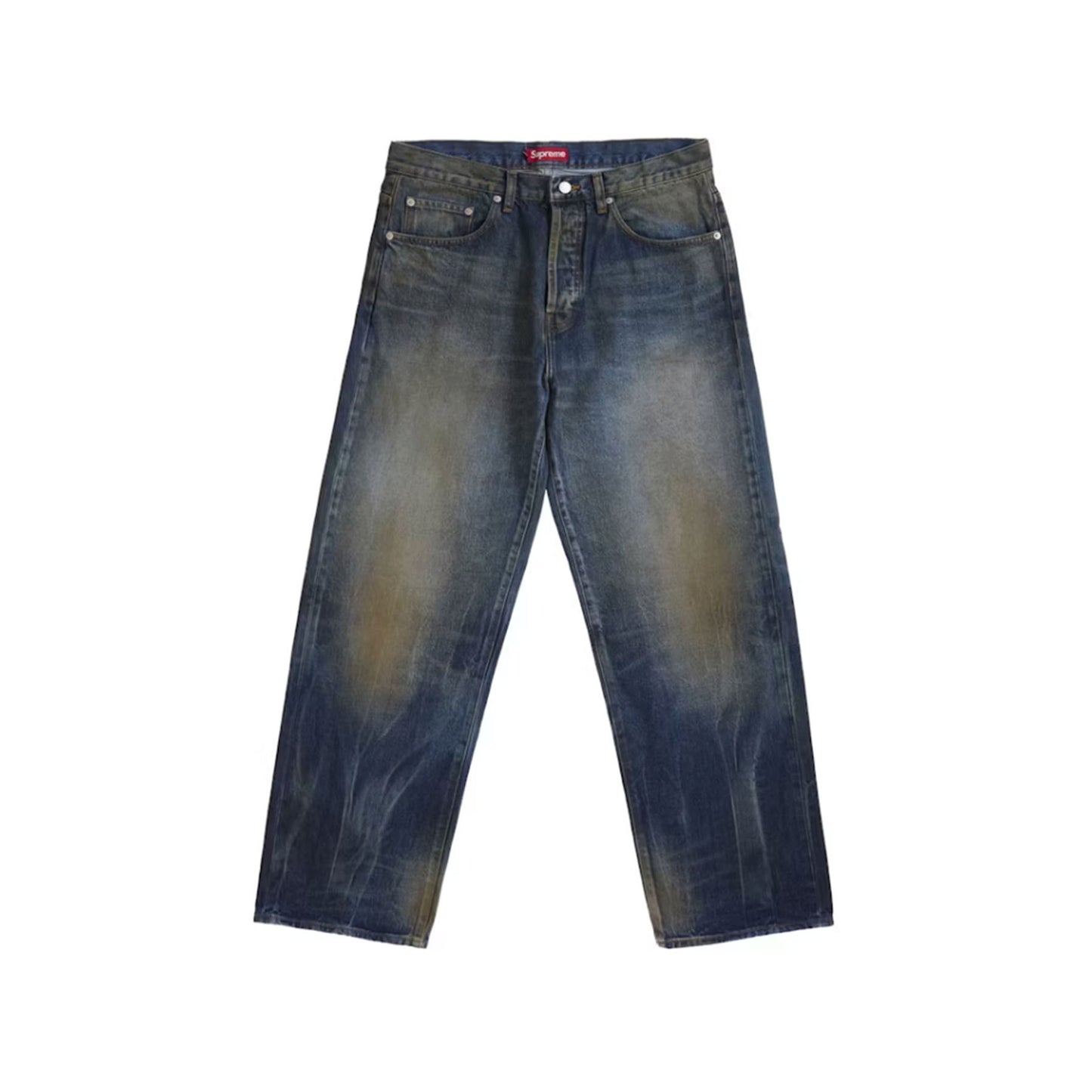 Supreme Distressed Loose Fit Selvedge Jean (FW25) Washed Indigo [USED] - 30 (Used)