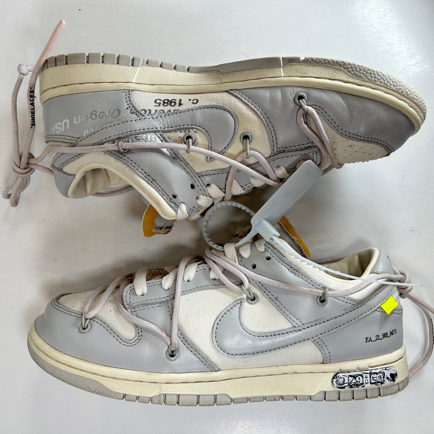 DM1602 123 Nike Dunk Low Off-White Lot 49 [USED] - 8.5 M (Used) (Missing Right Insole)