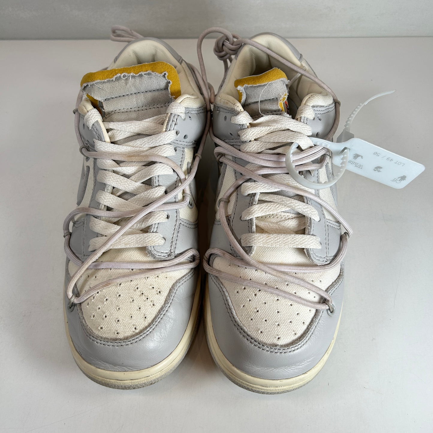 DM1602 123 Nike Dunk Low Off-White Lot 49 [USED] - 8.5 M (Used) (Missing Right Insole)