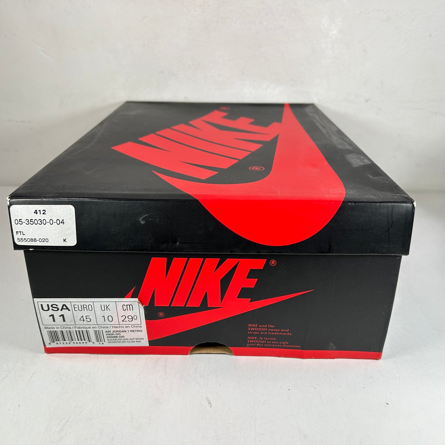 555088 020 Jordan 1 Retro Black Gum [USED] - 11 M (Used)