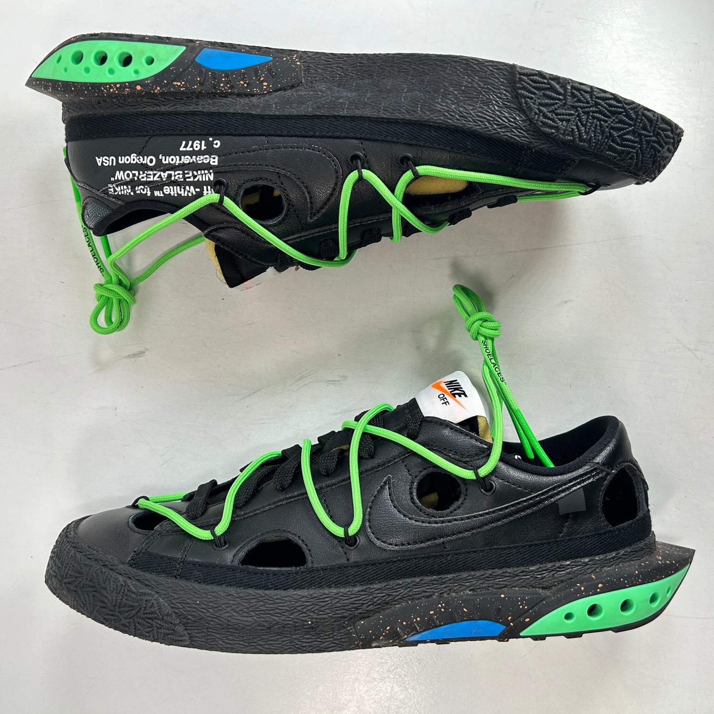 DH7863 001 Nike Blazer Low Off-White Black Electro Green [USED] - 8.5 (Used)