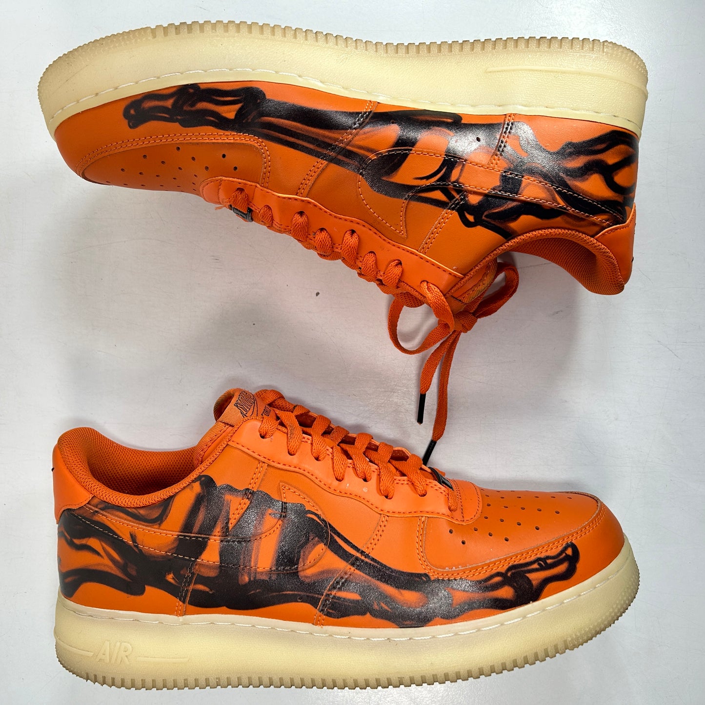 CU8067 800 Nike Air Force 1 Low Orange Skeleton Halloween [USED] - 12 (Used)