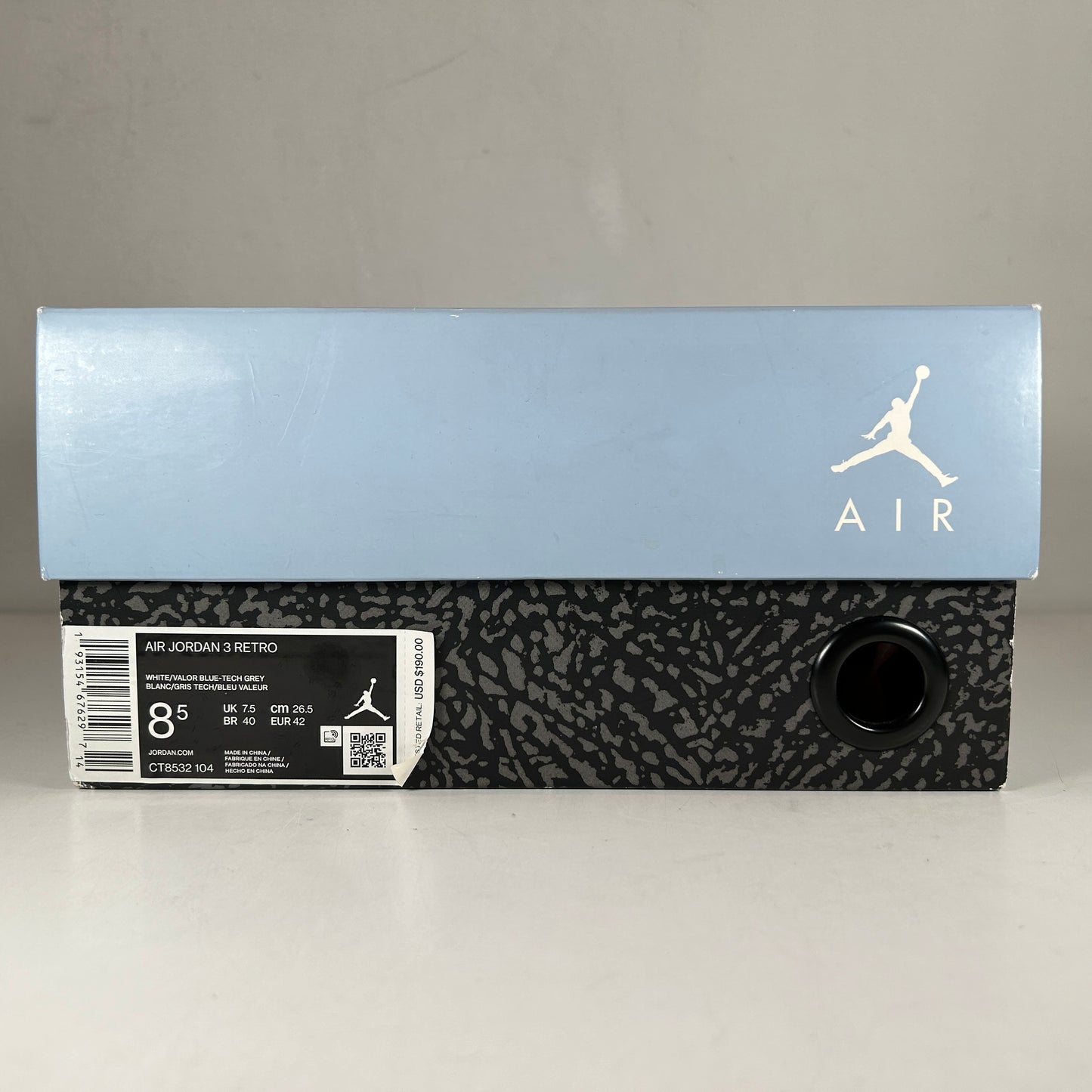 CT8532 104 Jordan 3 Retro UNC (2020) [USED] - 8.5 M (Used)