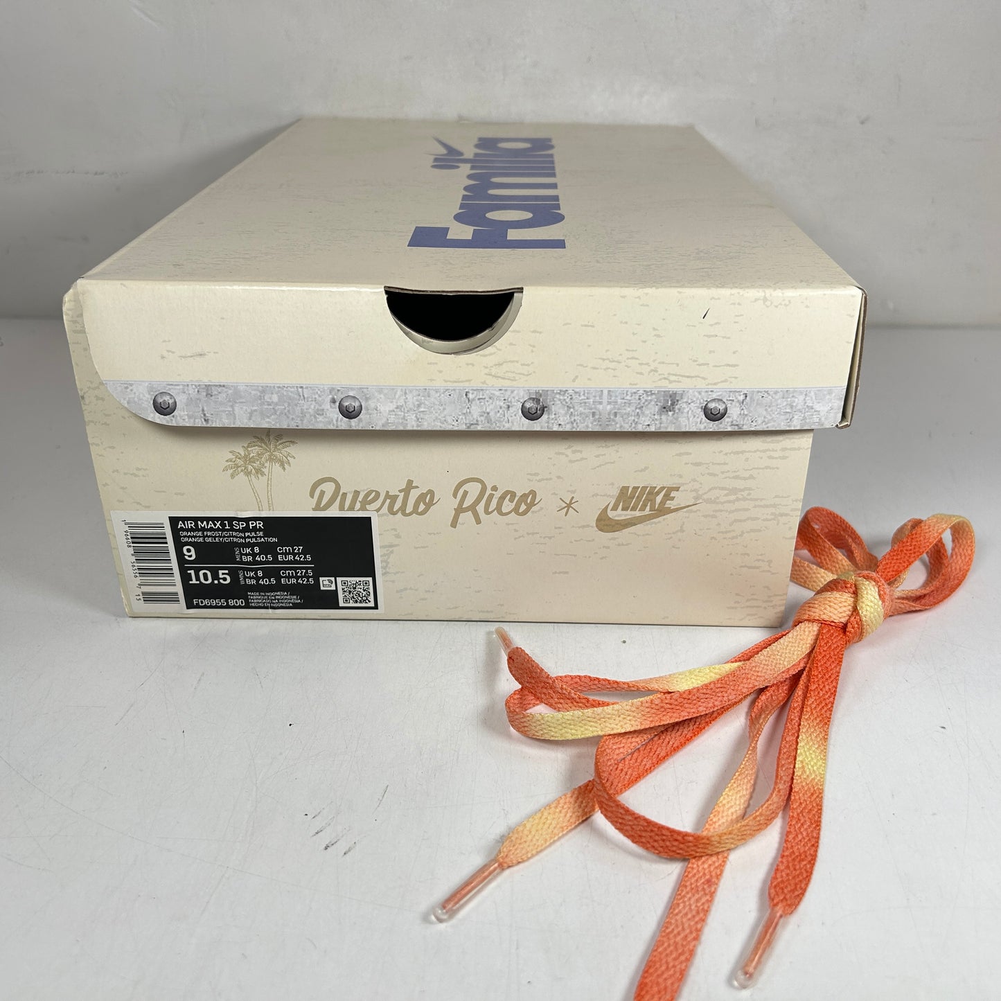 FD6955 800 Nike Air Max 1 Puerto Rico Orange Frost [USED] - 9 M (Used)