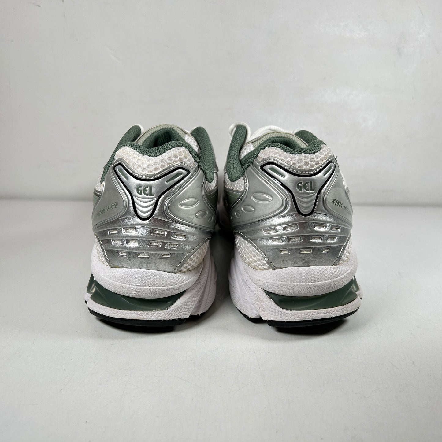 1201A019 107 ASICS Gel-Kayano 14 White Pure Silver Slate Grey Sage [USED] - 11 M (Used) (No Box)