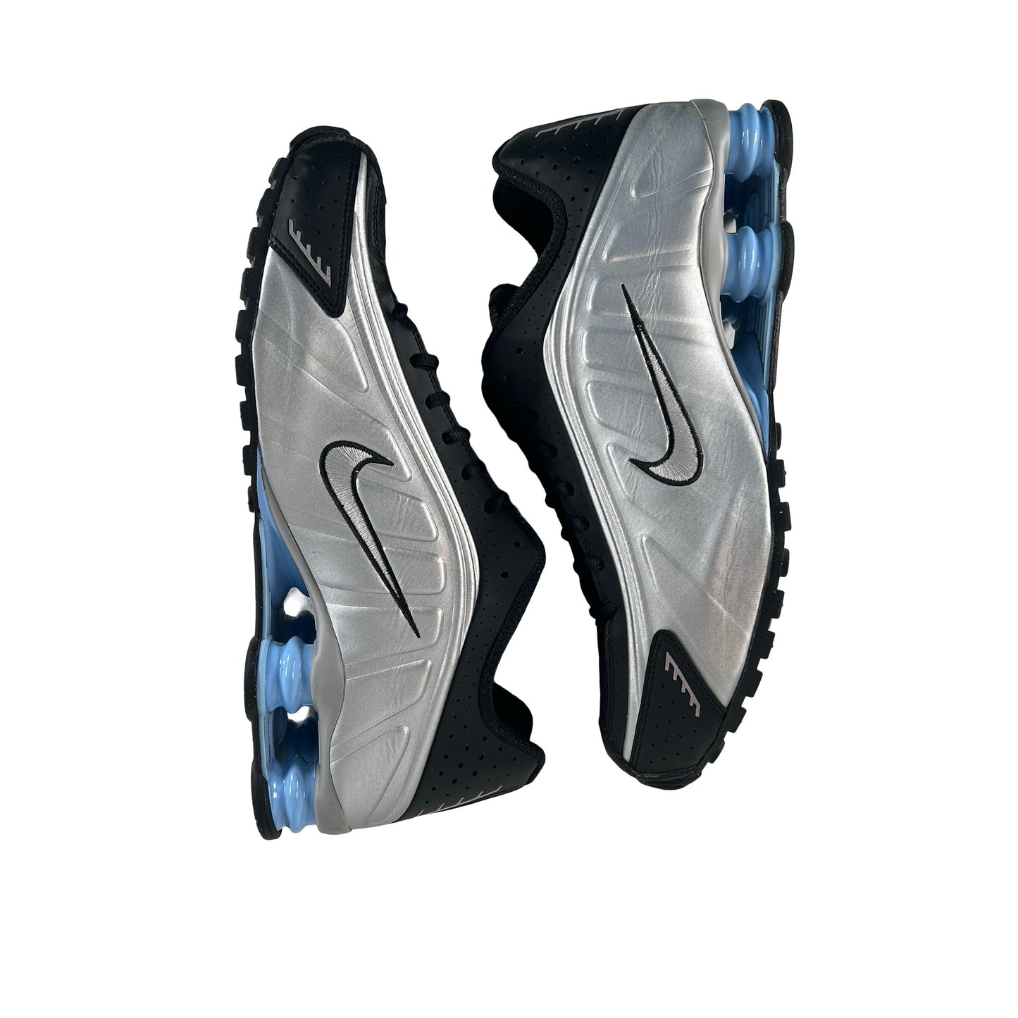 HQ1988 004 Nike Shox R4 Metallic Silver Black Psychic Blue [USED] - 11.5 M (Used)