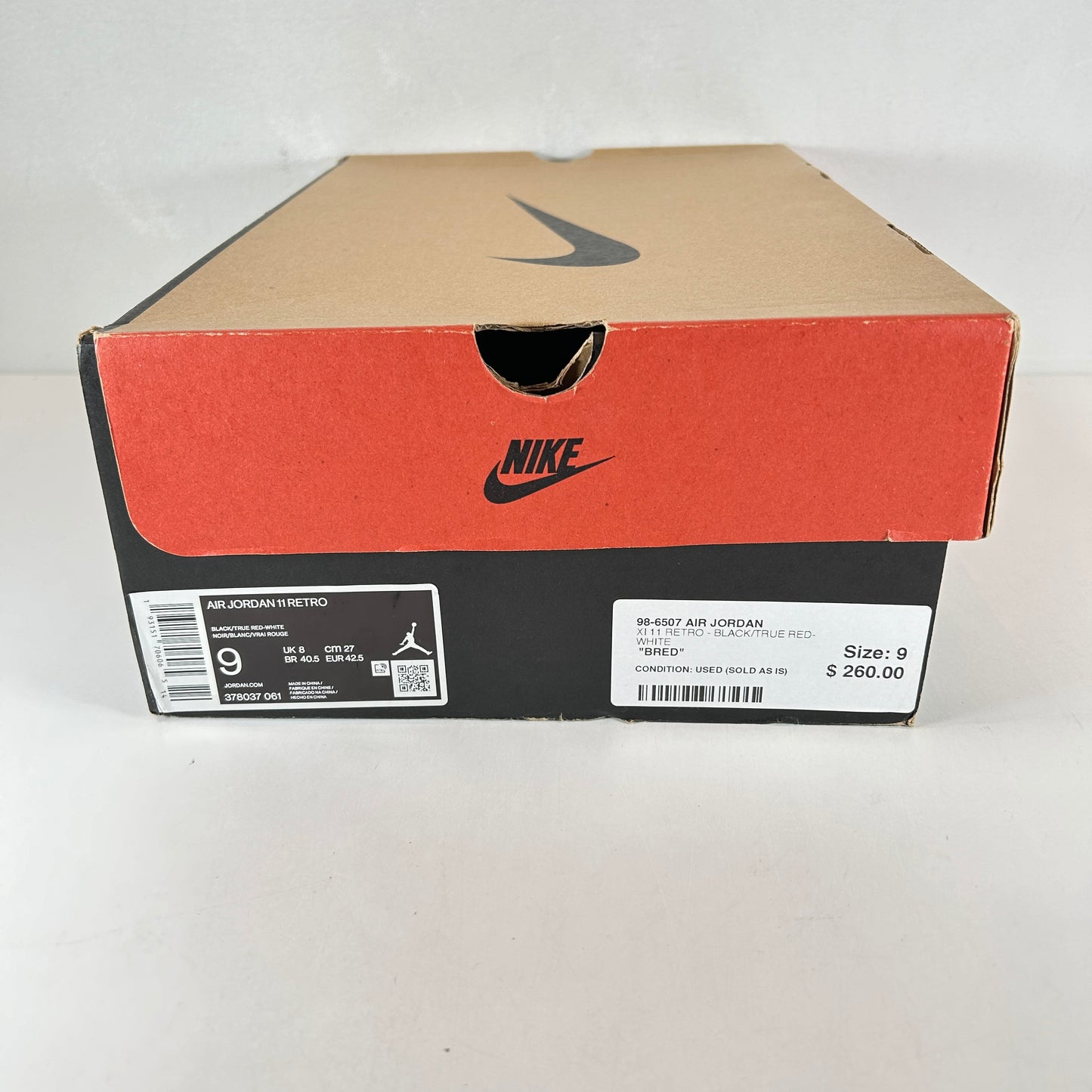 378037 061 Jordan 11 Bred (2019) [USED] - 9 M (Used3)
