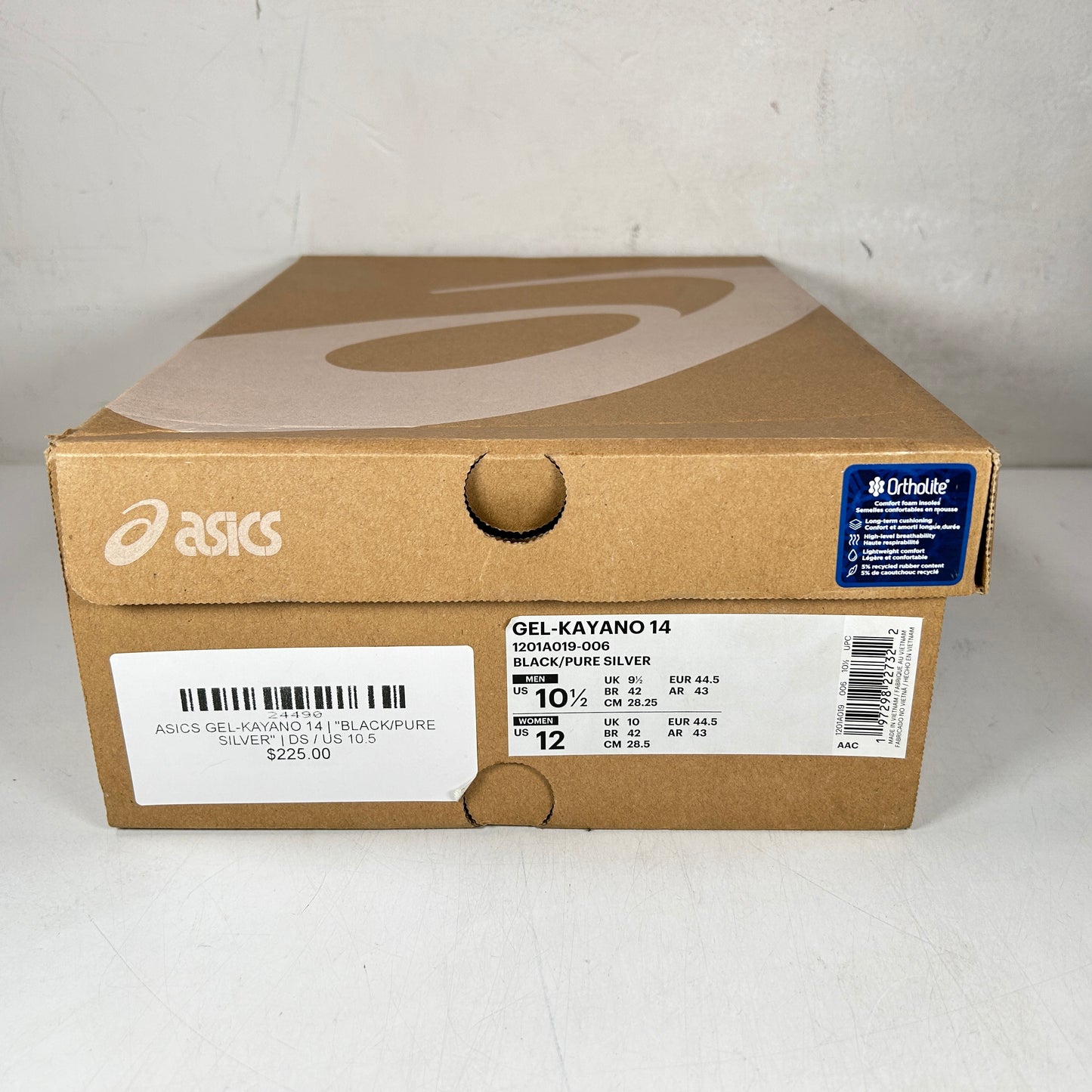 1201A019 006 ASICS Gel-Kayano 14 Black Pure Silver [USED] - 10.5 M (Used)