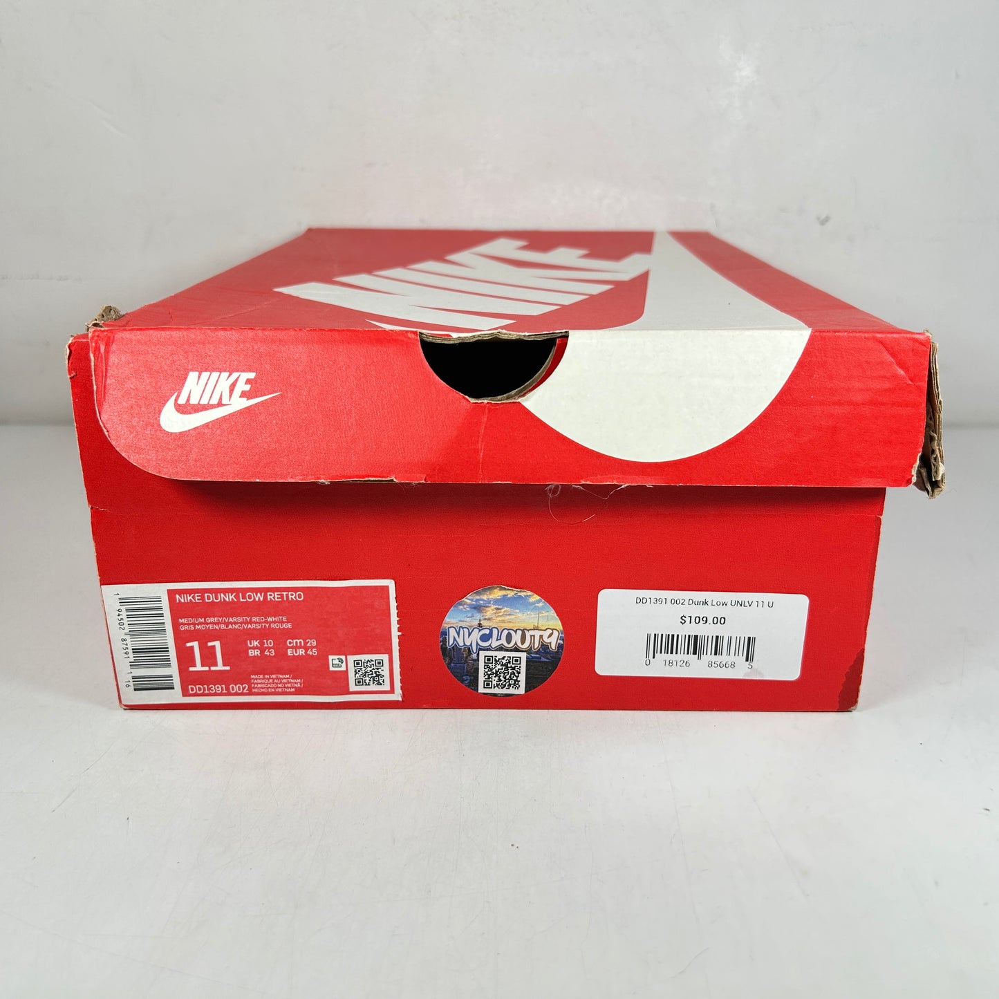 DD1391 002 Nike Dunk Low Retro UNLV (2021) [USED] - 11 M (Used)