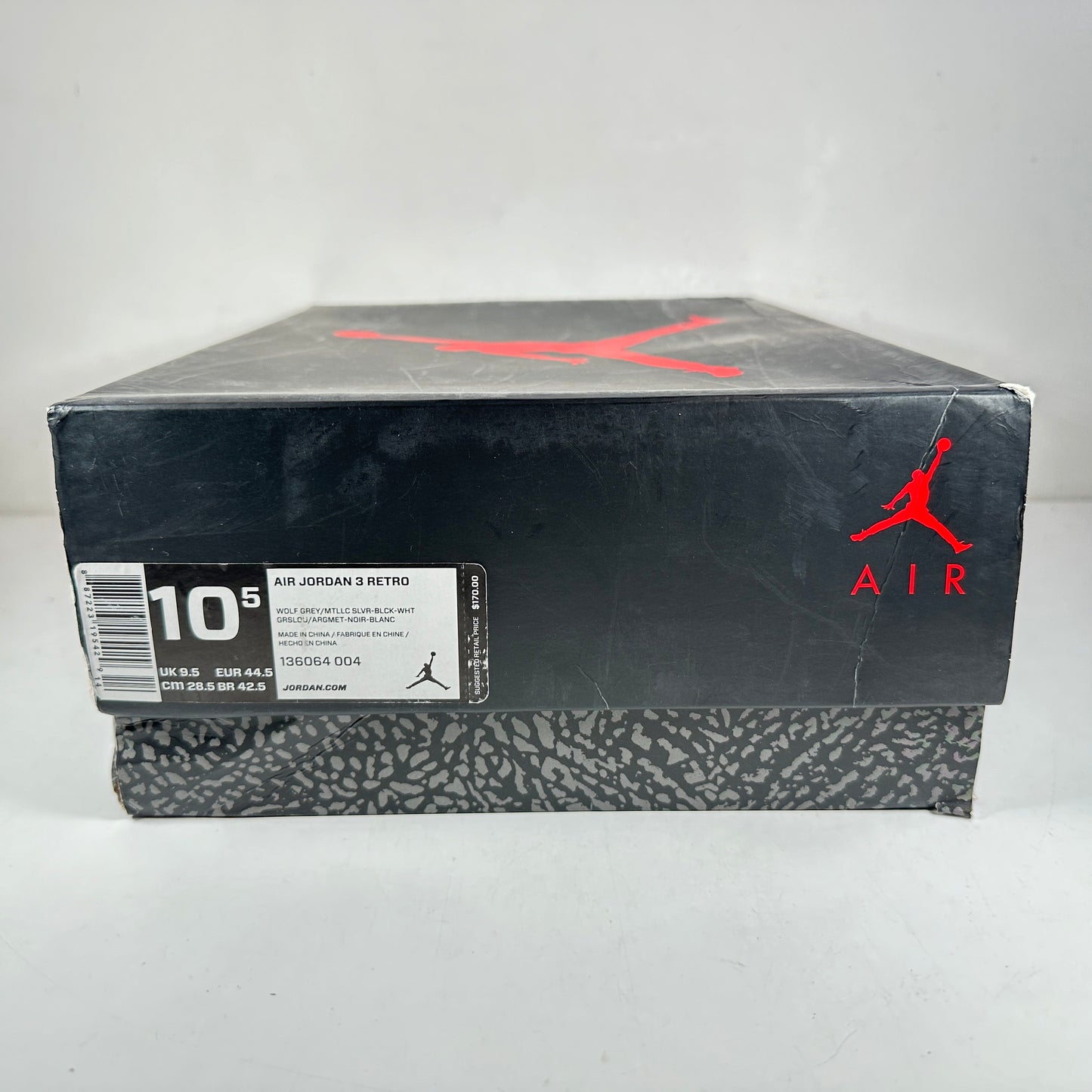 136064 004 Jordan 3 Retro Wolf Grey [USED] - 10.5 M (Used)
