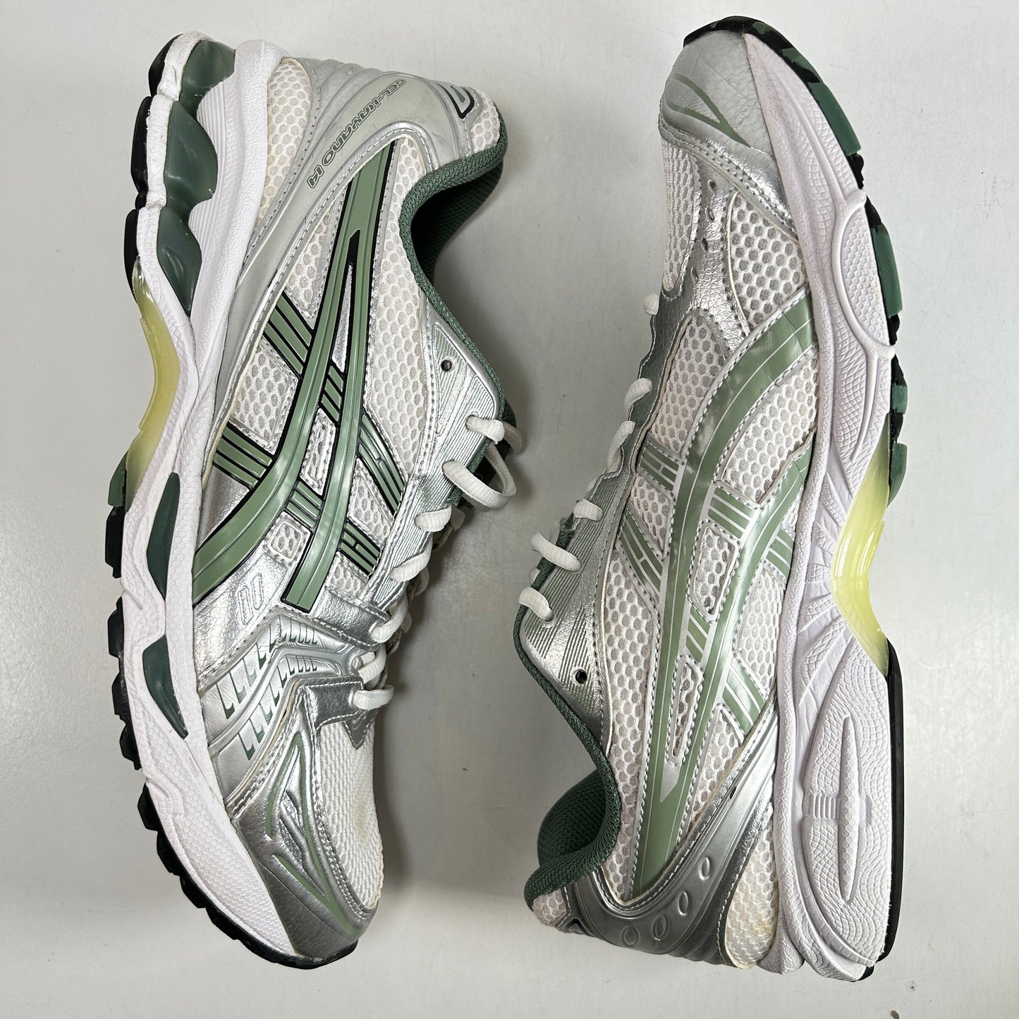 1201A019 107 ASICS Gel-Kayano 14 White Pure Silver Slate Grey Sage [USED] - 11 M (Used) (No Box)