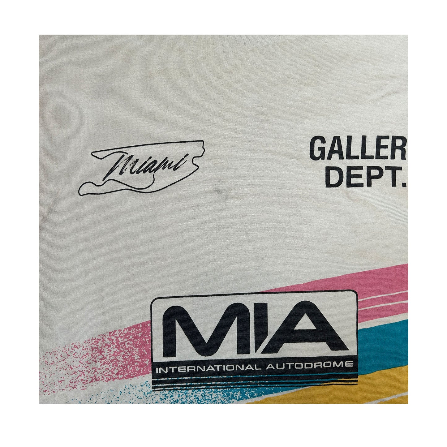 Gallery Dept. x Miami International Autodrone "Miami Grand Prix" MIA Merch Tee Archival White [USED] - XL (Used)