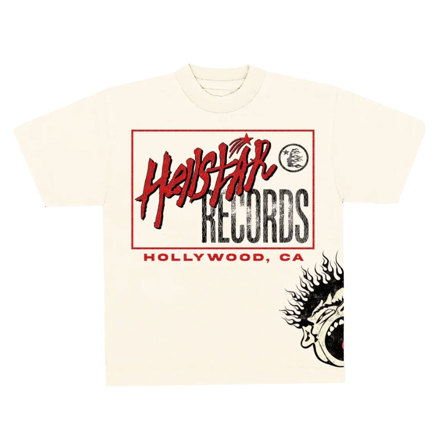 Hellstar Studios Records Short Sleeve Tee Shirt Cream