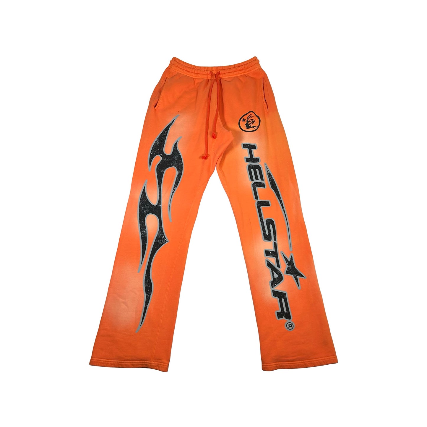 Hellstar Fire Orange Flare Bottom Sweatpants Orange Dye [USED] - M (Used2)