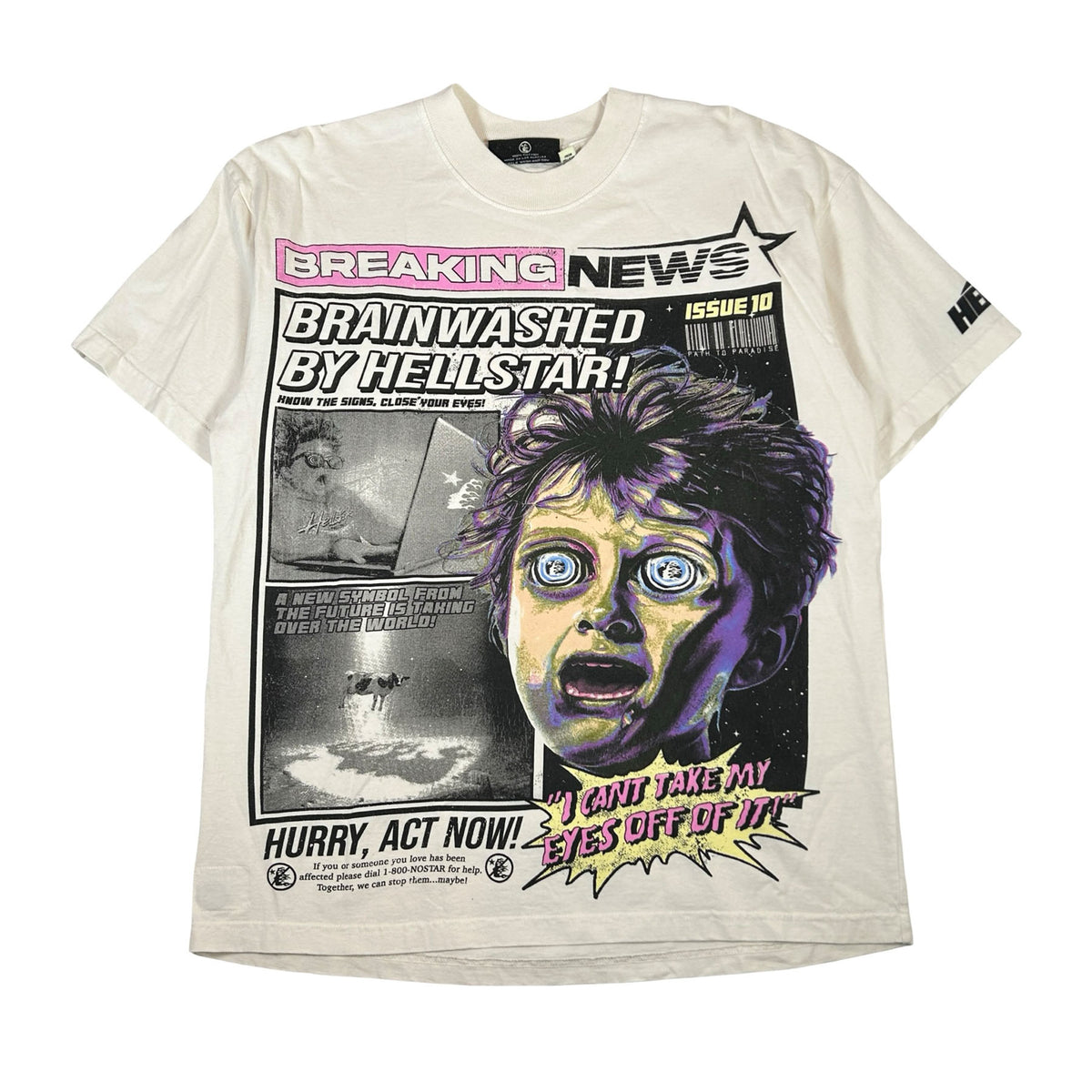 Hellstar Breaking News T-Shirt White [USED] - M (Used)