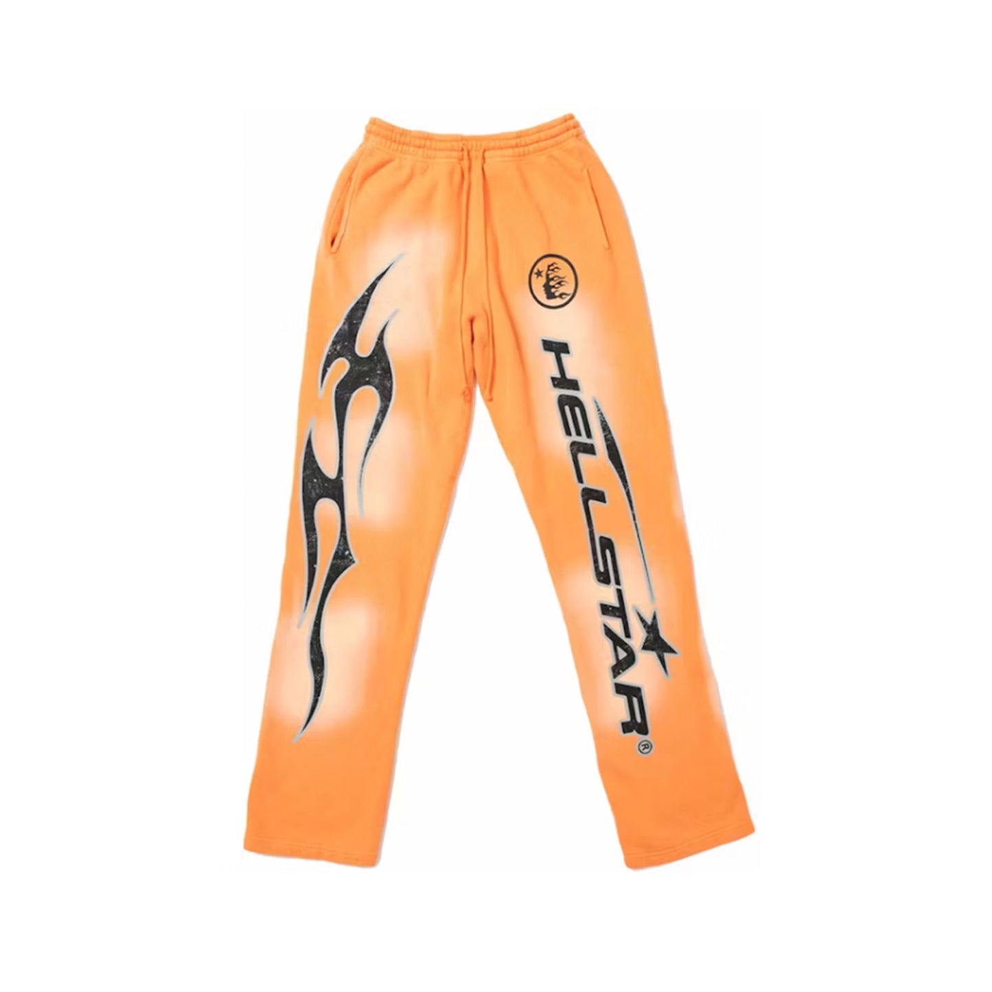 Hellstar Fire Orange Flare Bottom Sweatpants Orange Dye [USED] - M (Used)