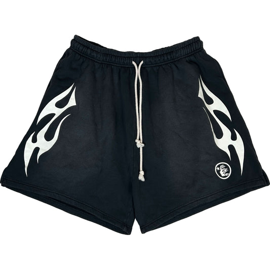 Hellstar Flame Shorts Black White [USED] - XXL (Used)