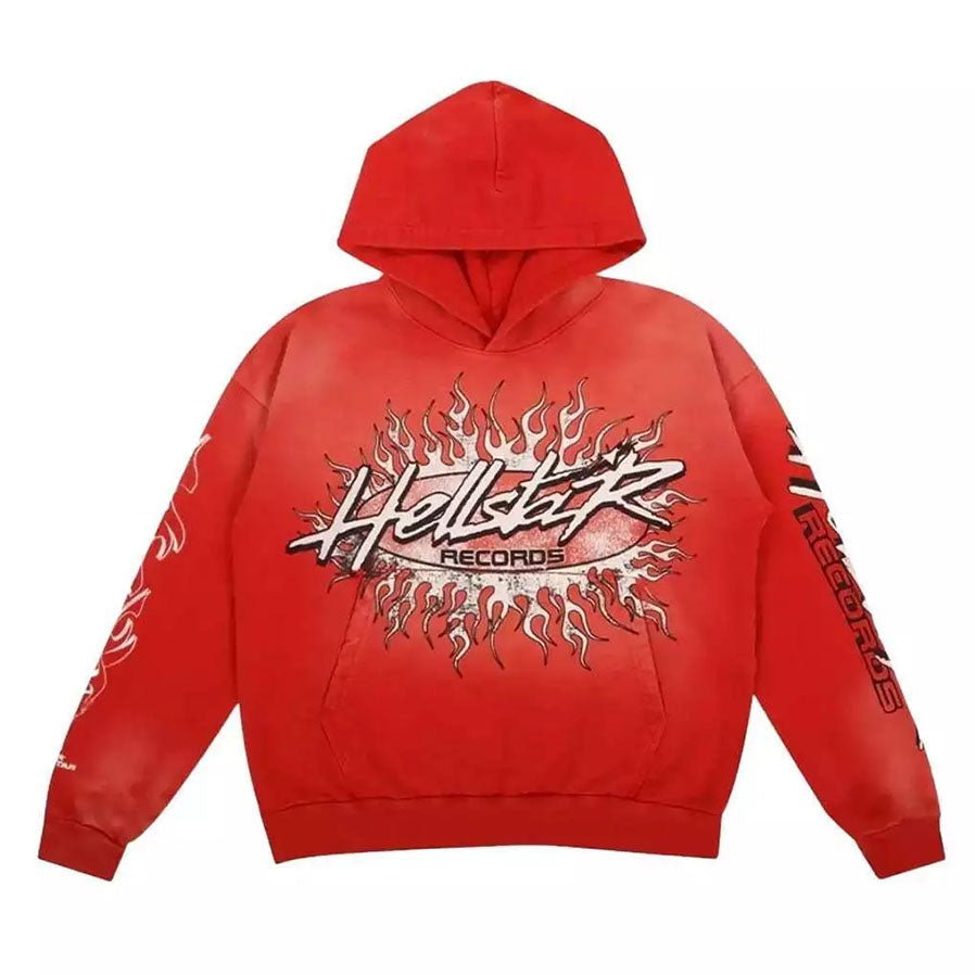 Hellstar Studios Records Hoodie Red [USED] - S (Used)