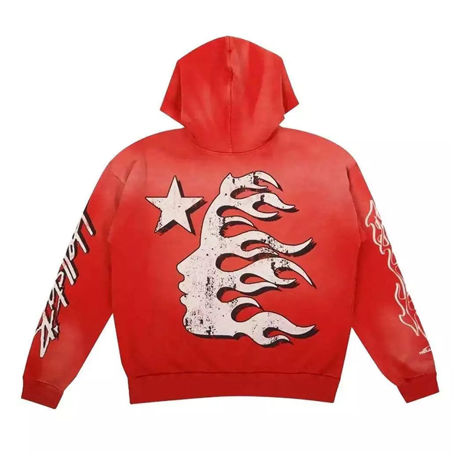 Hellstar Studios Records Hoodie Red [USED] - S (Used)